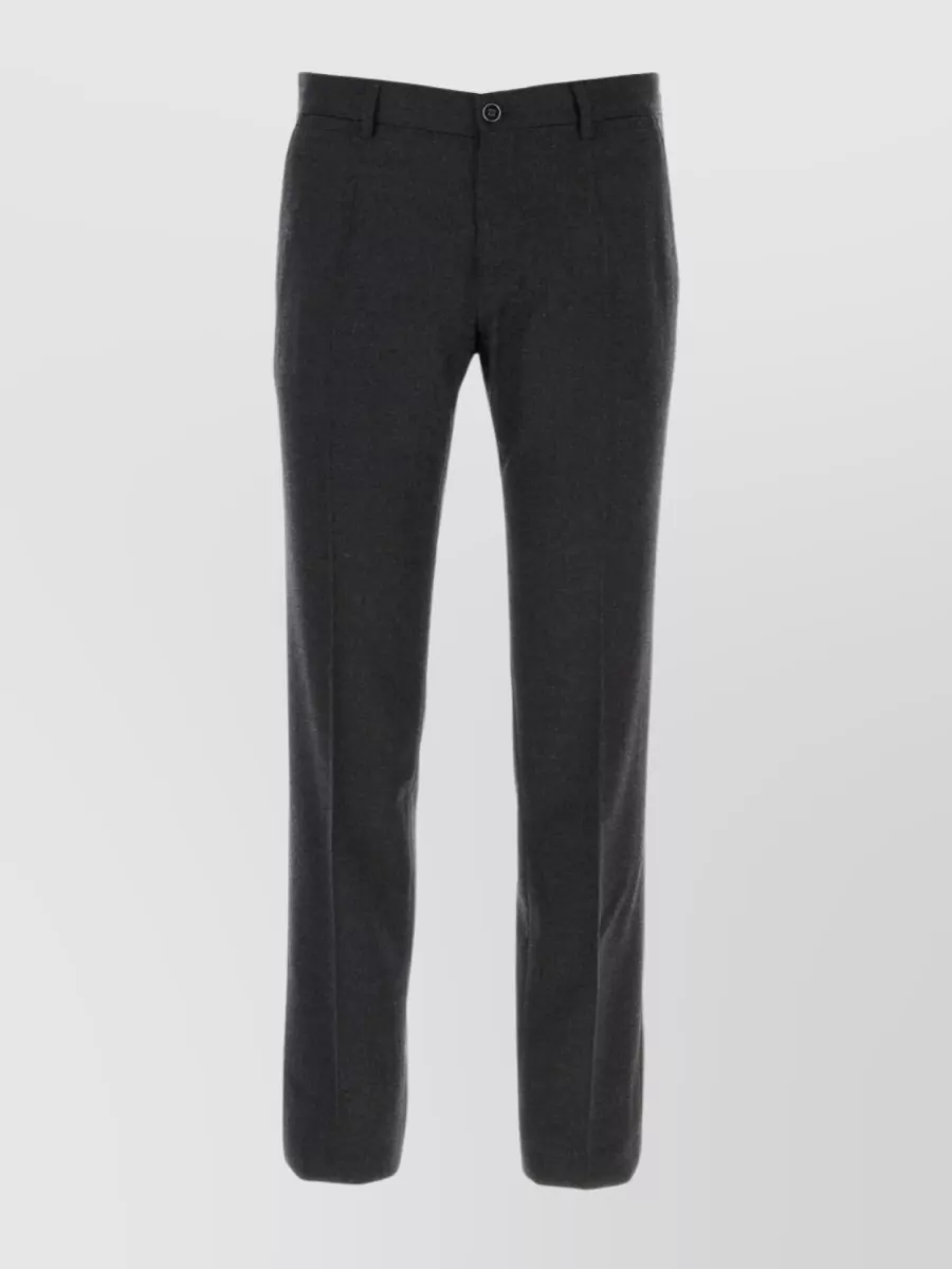 Shop Dolce & Gabbana Tailored Stretch Wool Blend Trousers In Black