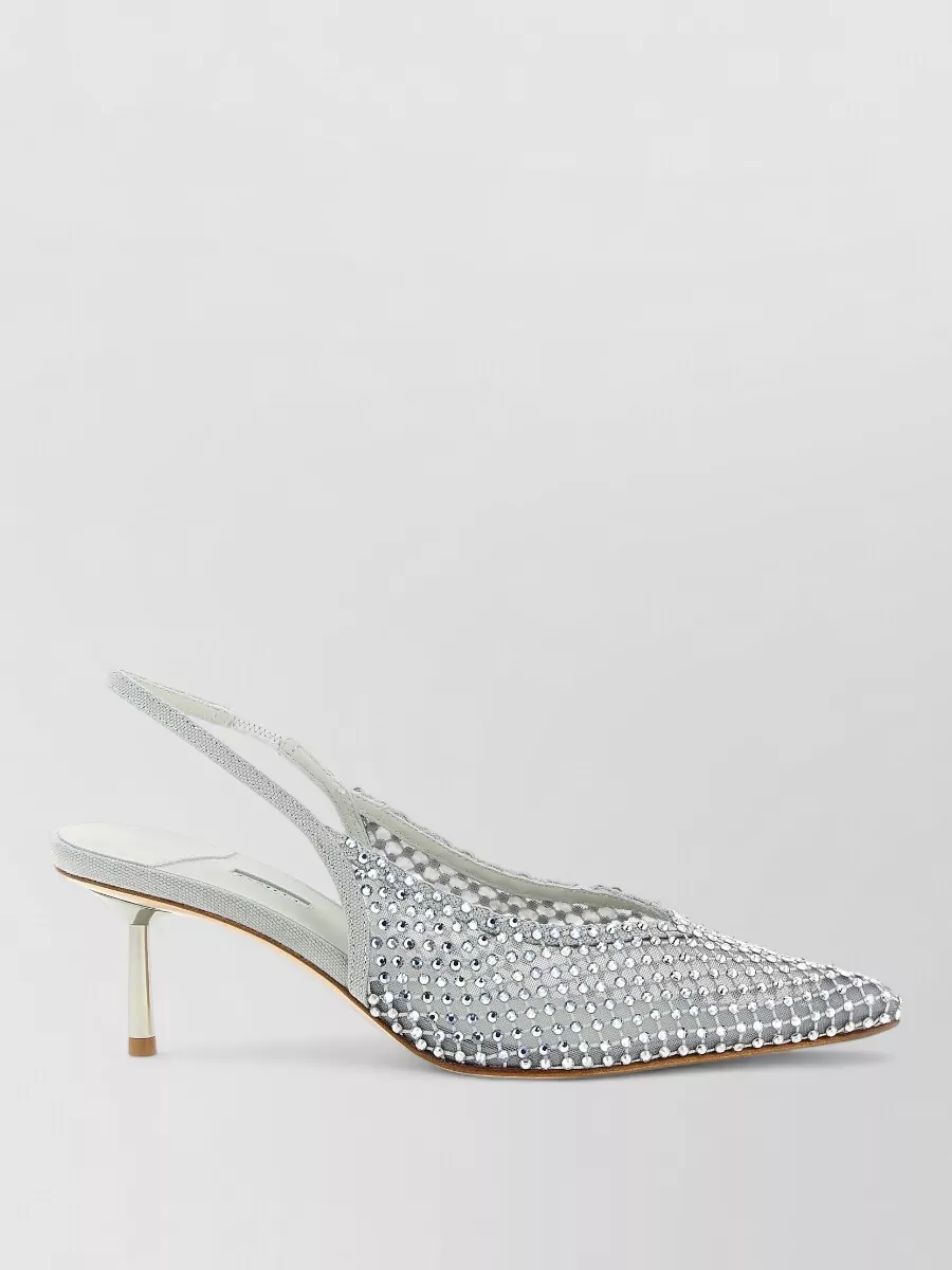Le Silla Gilda Slingback Pumps Kitten Heel Crystal