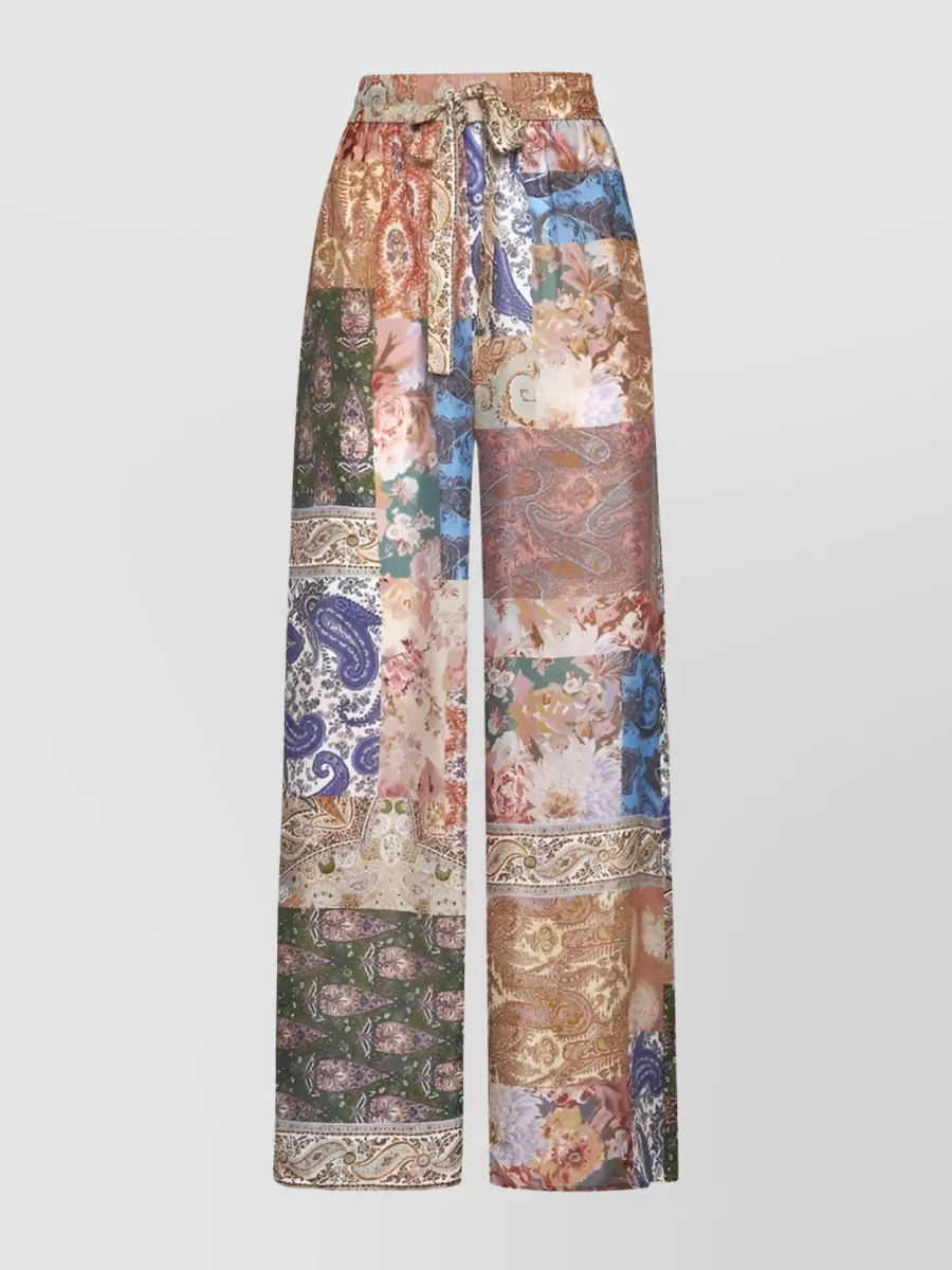 Shop Zimmermann Printed Silk Drawstring Trousers In Multicoloured