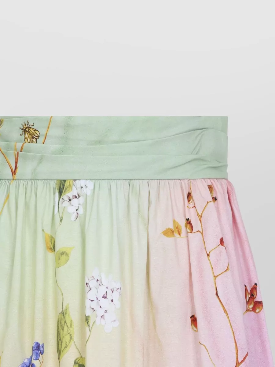 Roberto Cavalli Miami Flowers High Waist Tiered Midi Skirt