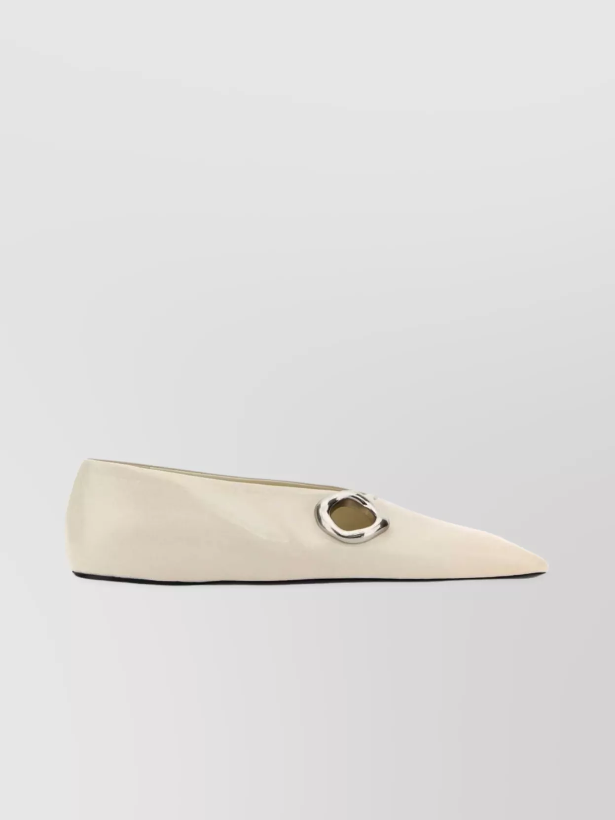 Shop Jil Sander Leather Ballerinas With Metal Detail And Pointed Toe