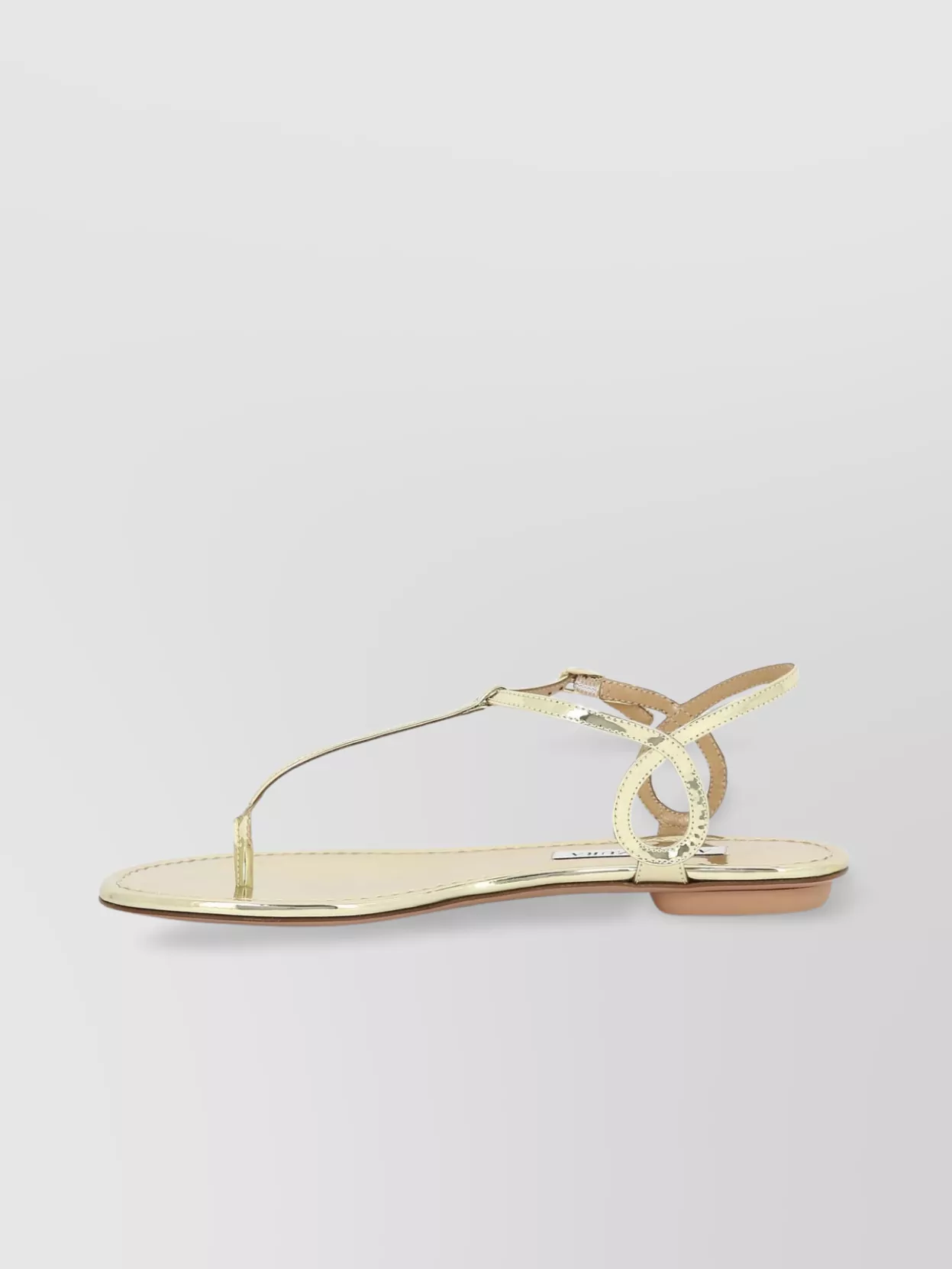 Aquazzura "Barely There" Metallic Loop Ankle Strap Sandals