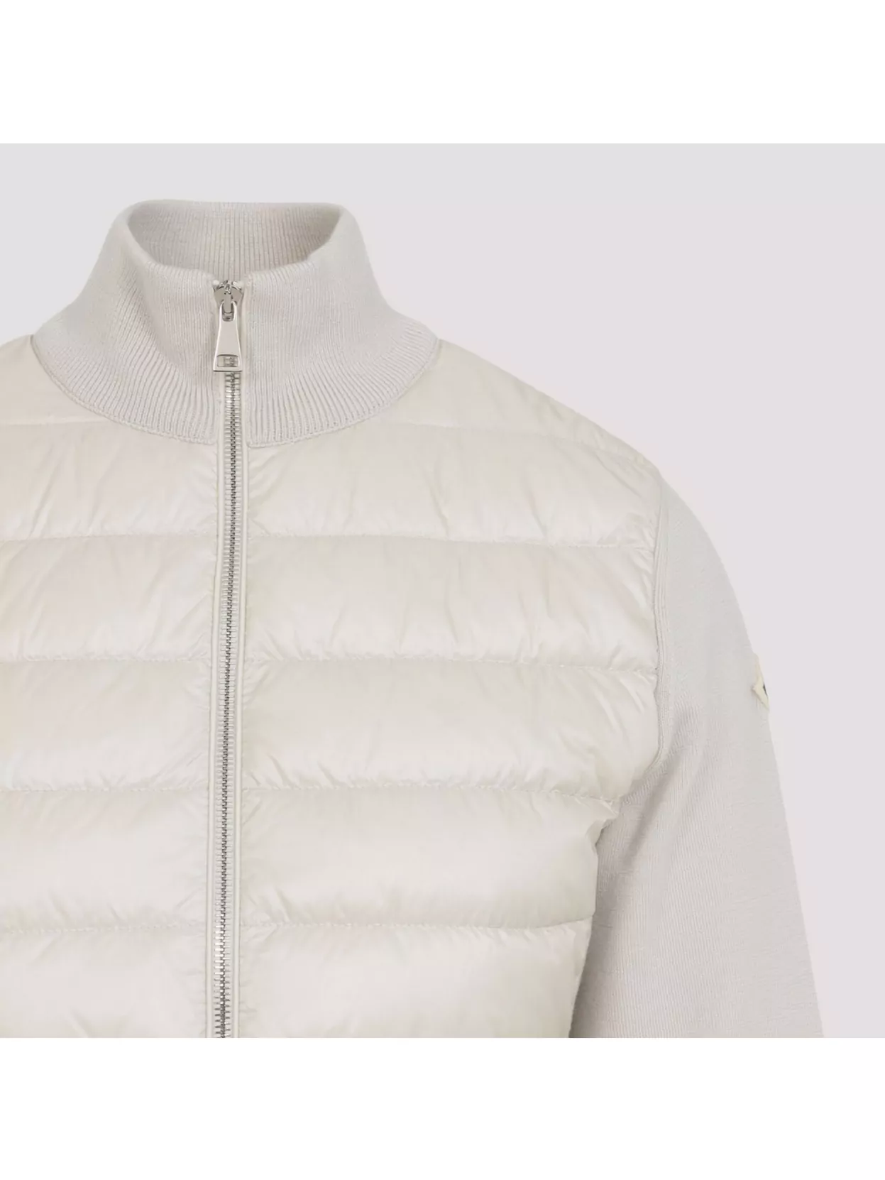 Moncler Quilted Tech Fabric Cardigan Pockets In White
