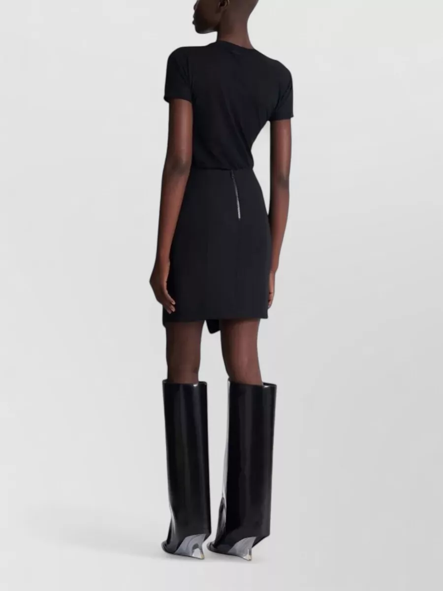 Balmain Belted Grain De Poudre Knee Skirt