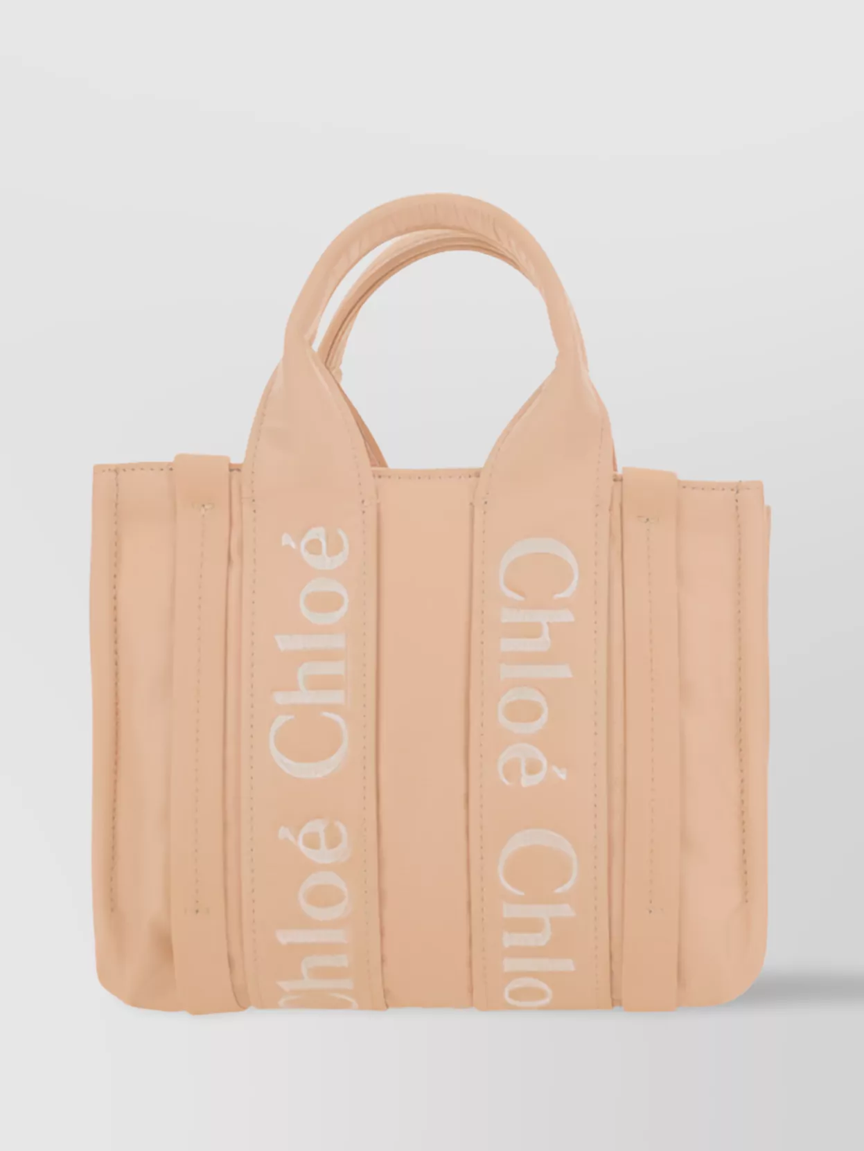Shop Chloé Woody Logoed Handle Tote Bag