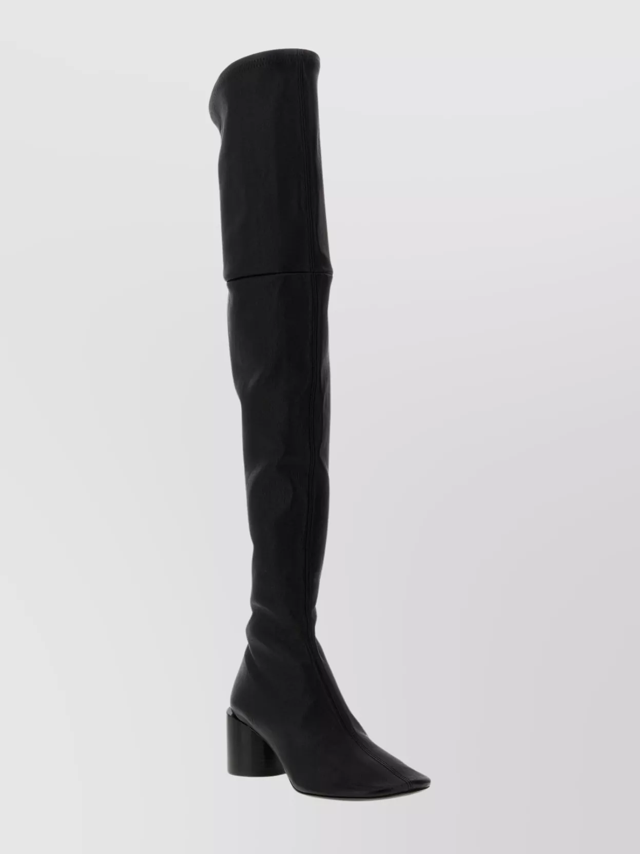 Jil Sander Knee-high Block Heel Nappa Leather Boots In Black