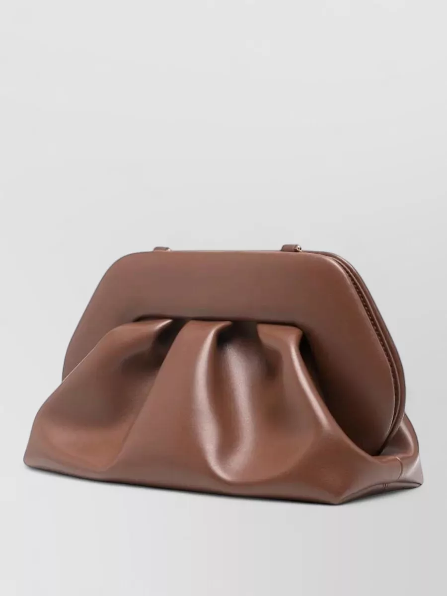 Themoiré Bios Medium Vegan Leather Gathered Clutch Bag