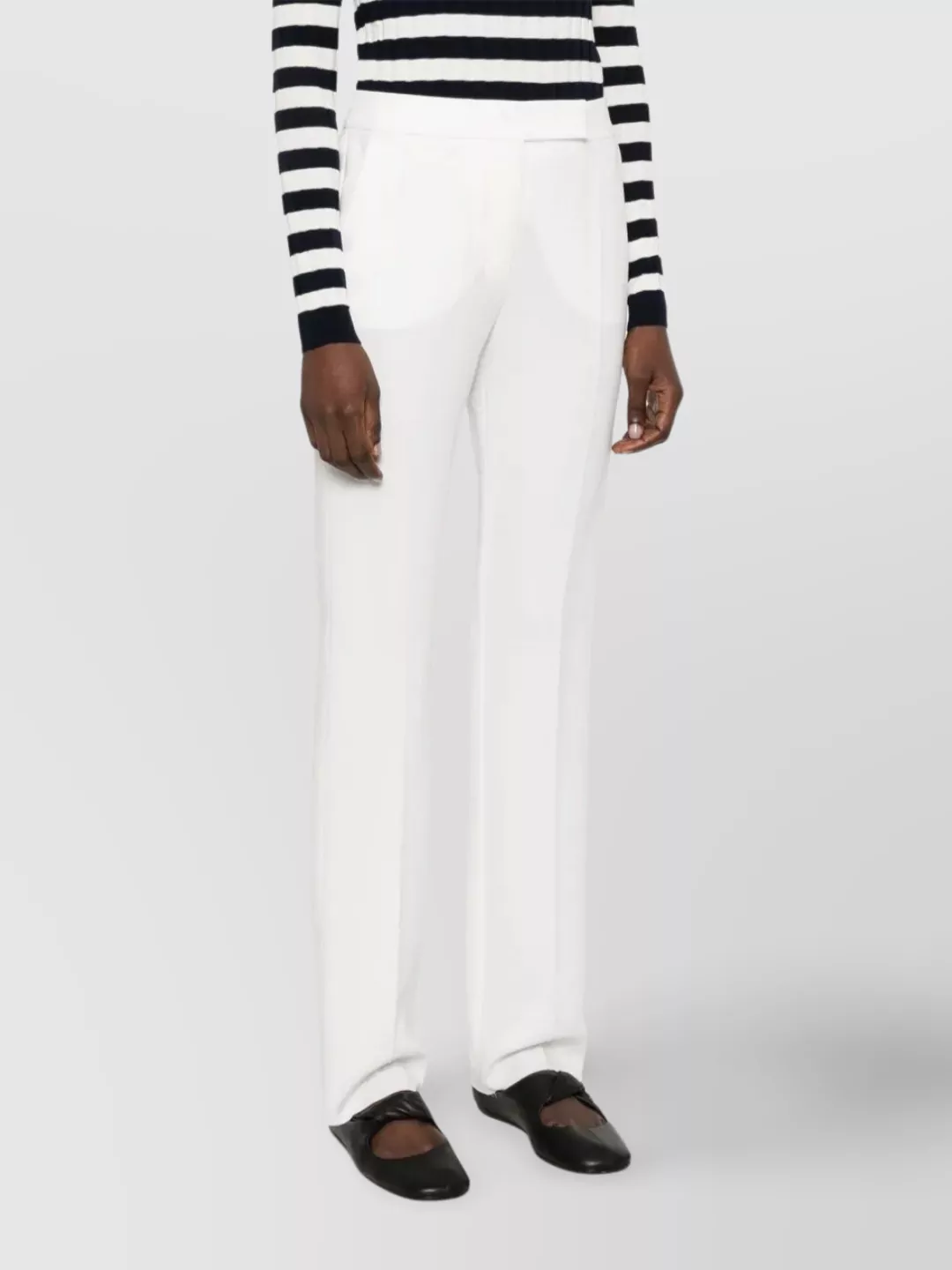 Max Mara Tailored Straight Leg Trousers With Belt Loops In White