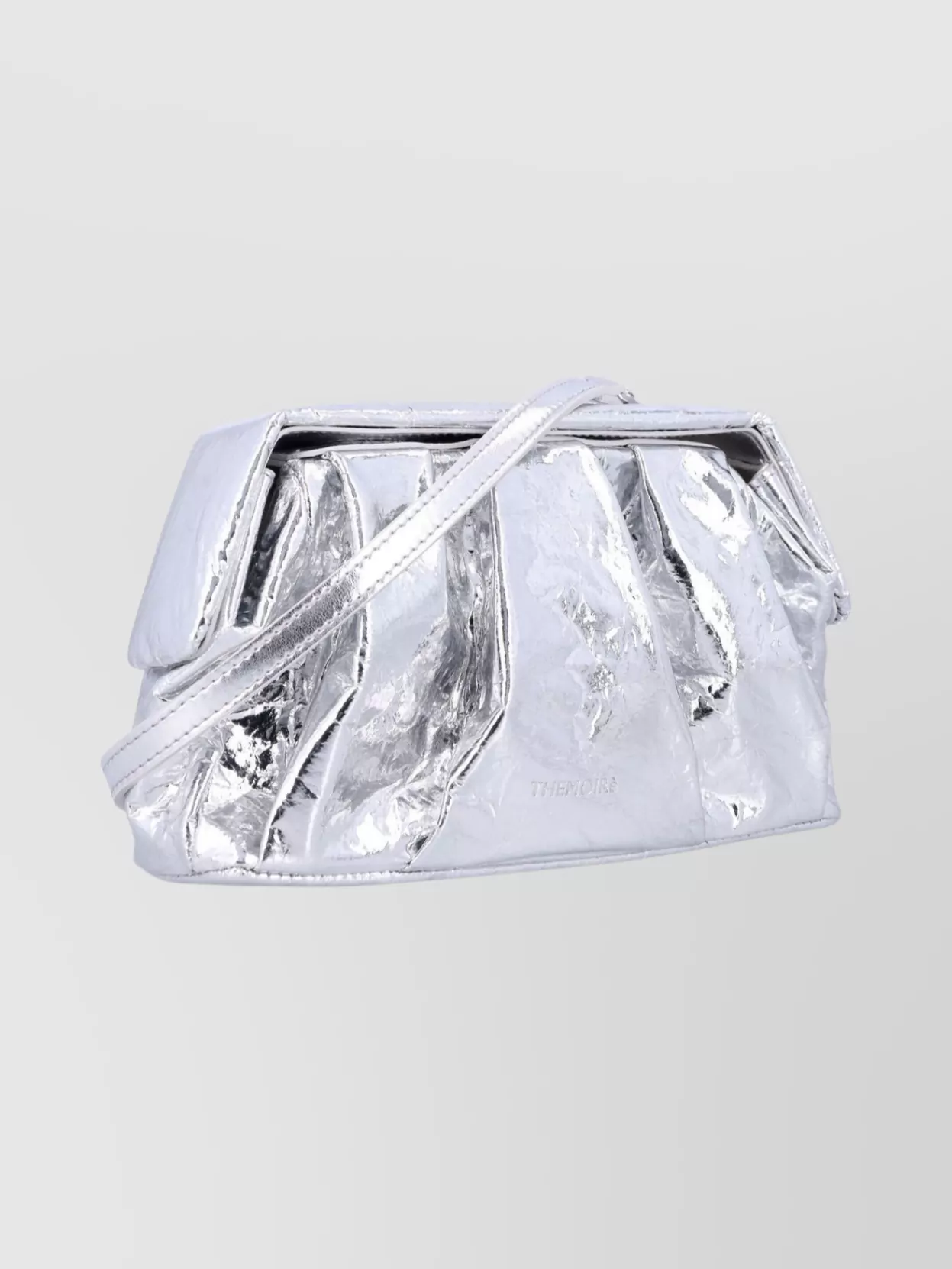 Themoiré Pleated Metallic Clutch Shoulder Strap