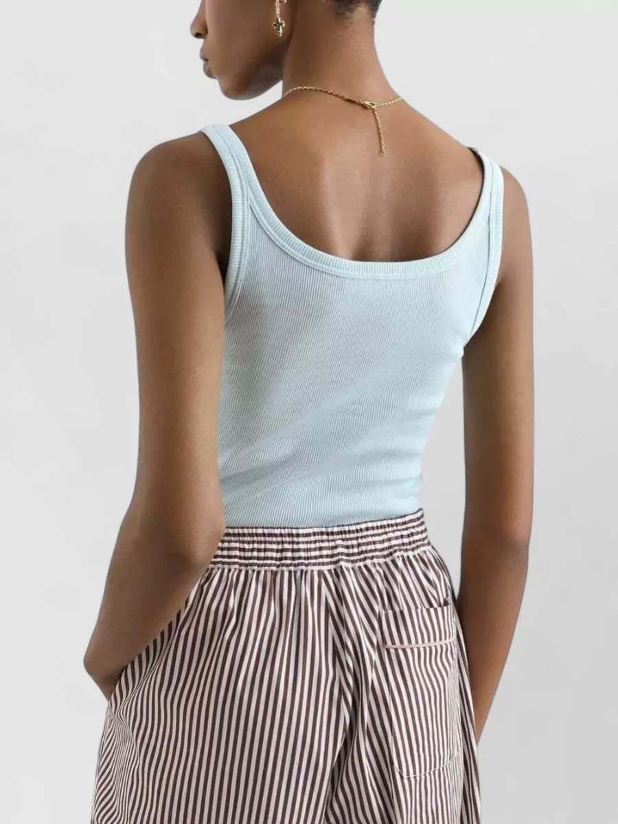 Dolce&Gabbana Ribbed Cotton Sleeveless Square Neck Tank Top