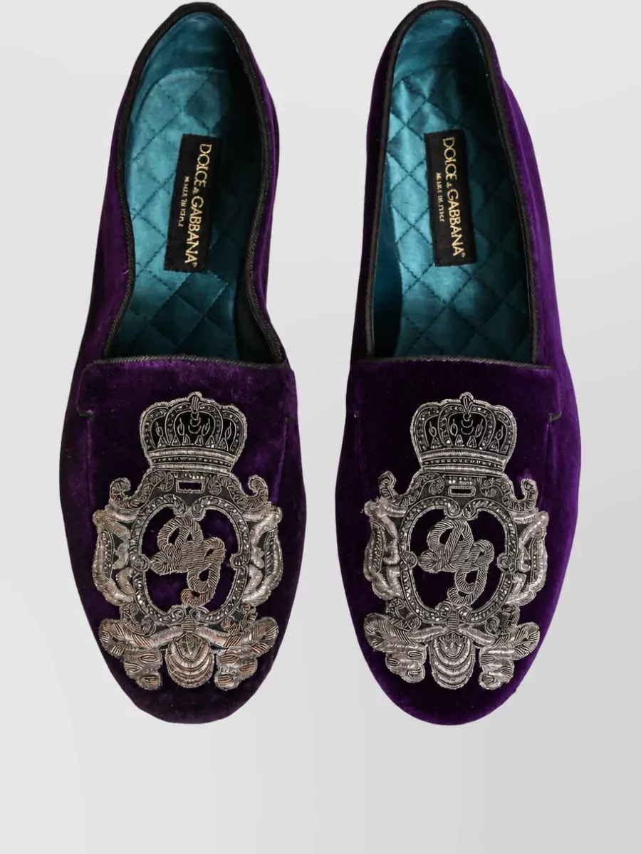 Dolce&Gabbana Leather Velvet Embroidered Loafers