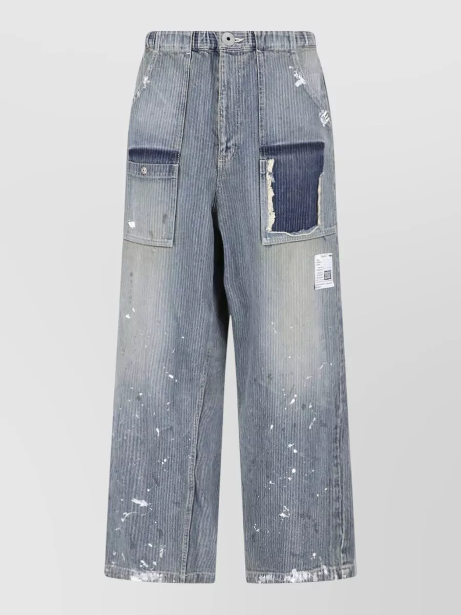 Maison Mihara Yasuhiro Striped Jacquard Denim Wide Tapered-Leg Jeans