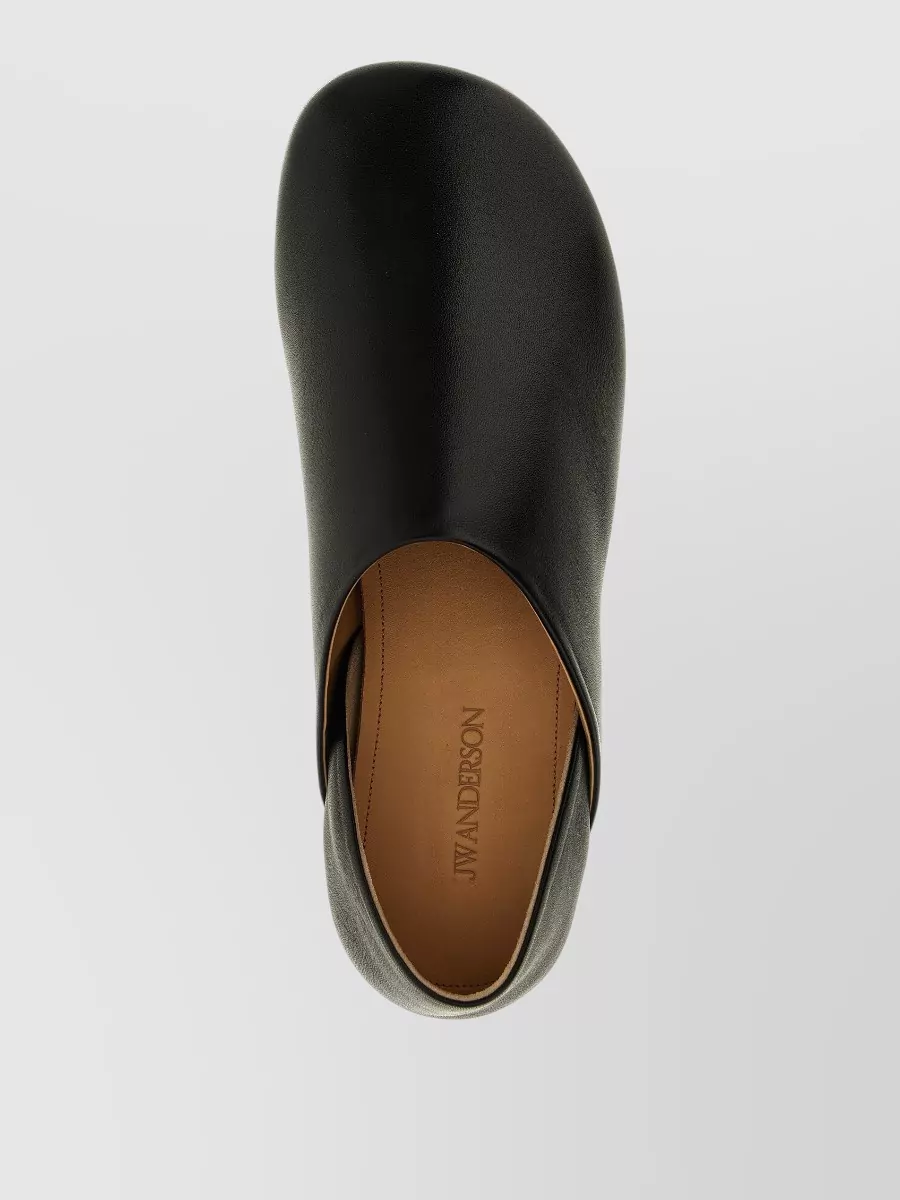 Jw Anderson Babouche Flat Leather Mules Round Toe