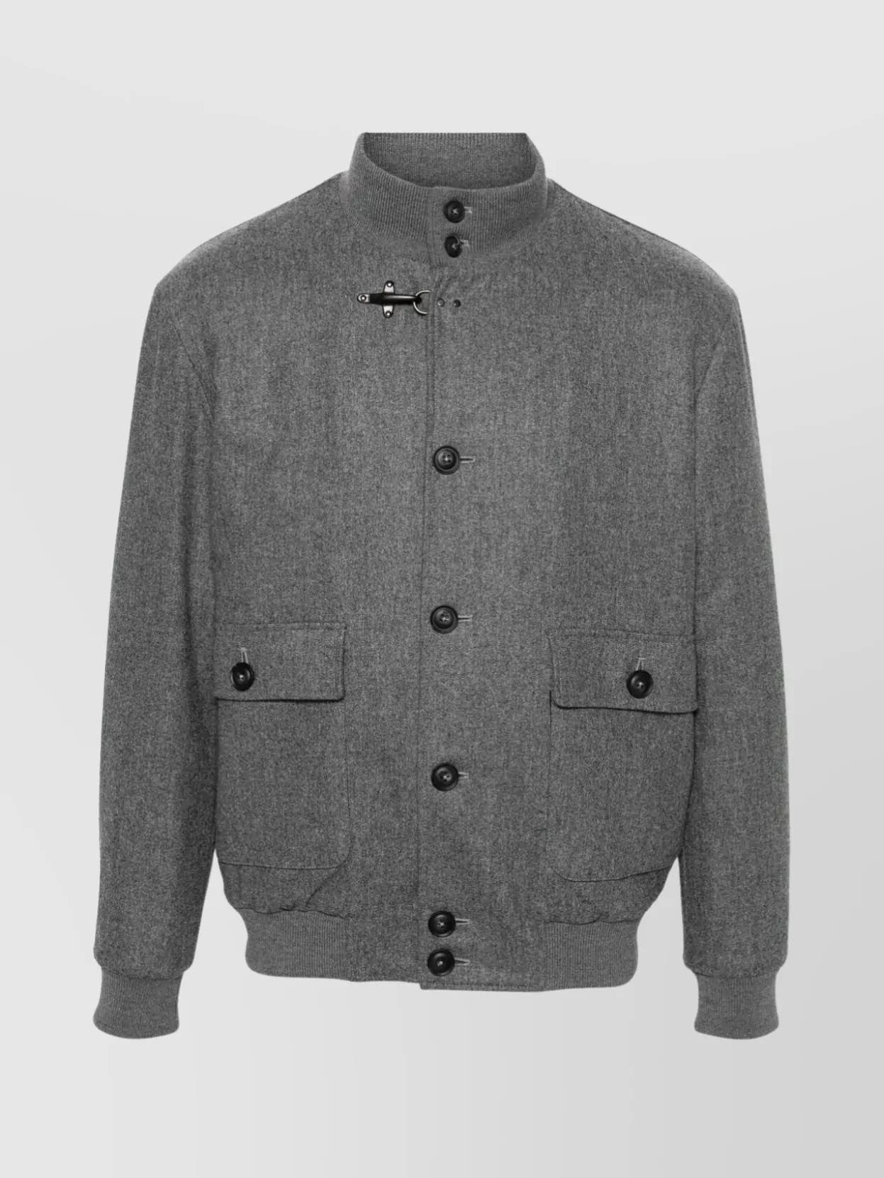 Fay Flannel Bomber Jacket Metal Clasp