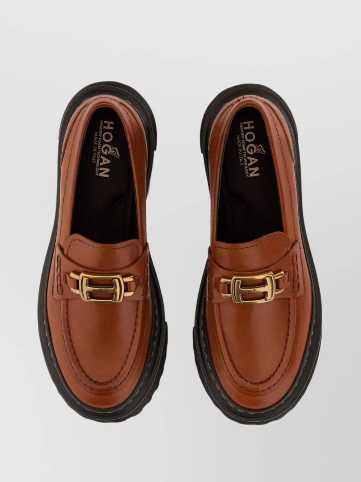 Hogan Chunky Sole Leather Loafers With Stitch Detailing