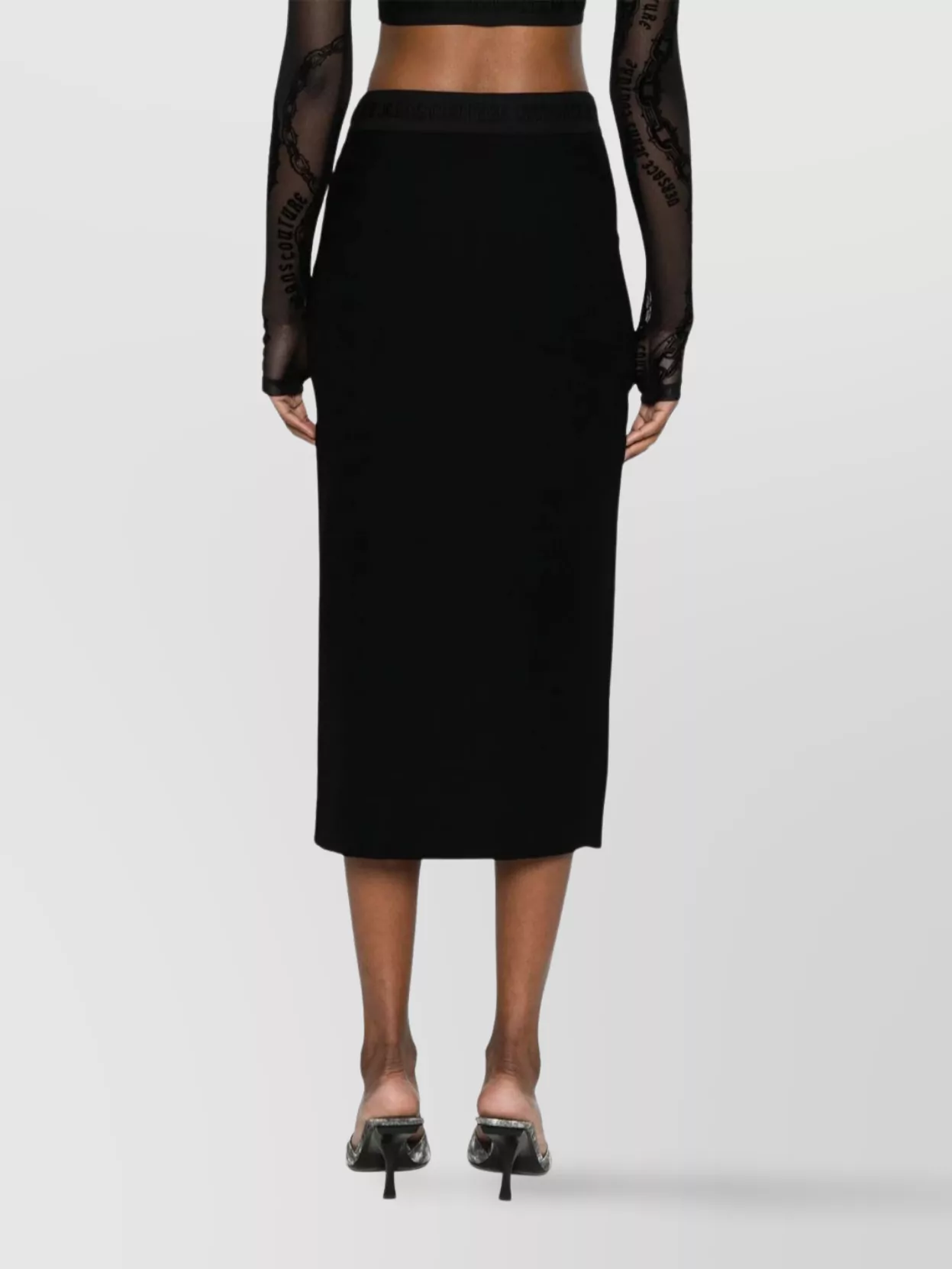Versace Jeans Couture Waistband Elastic Midi Length High-Waisted Skirt