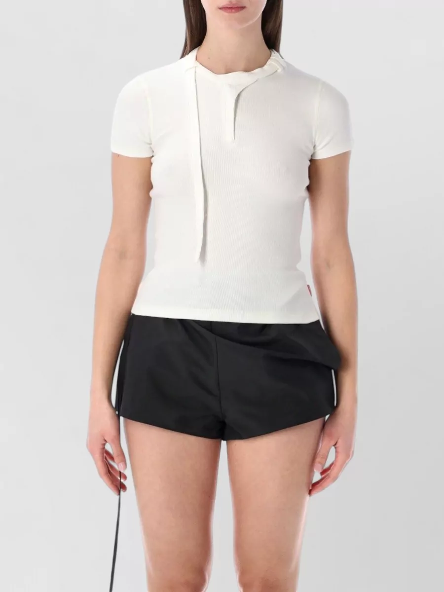 Diesel cotton ribbed slim-fit zip-front short-sleeve t-shirt