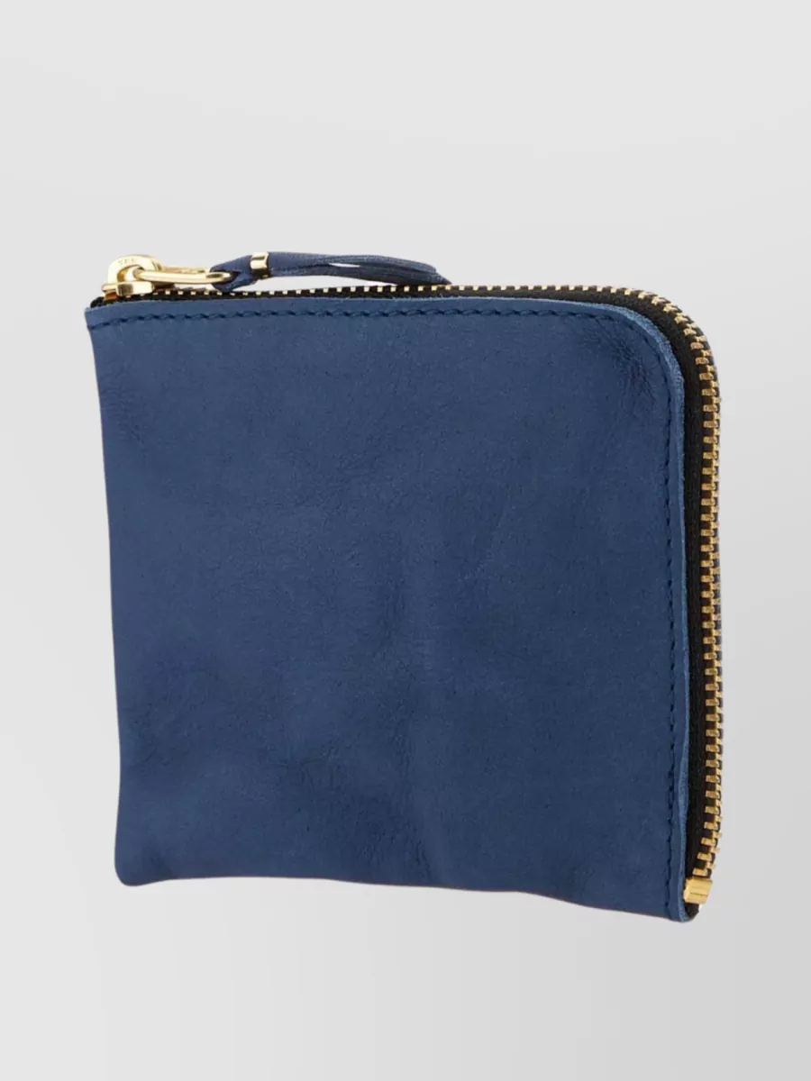 Shop Comme Des Garçons Textured Leather Wallet Design In Blue
