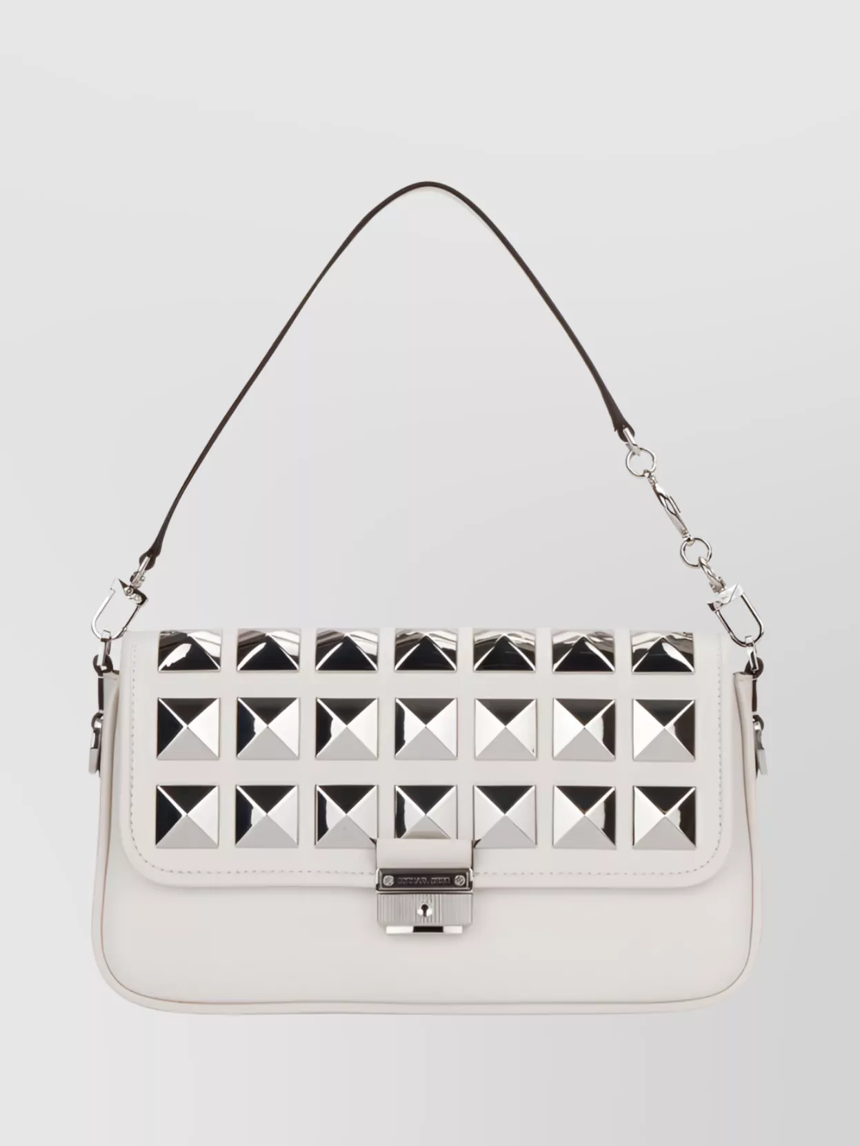 Shop Michael Kors Chain Clutch With Studded Hardware In White