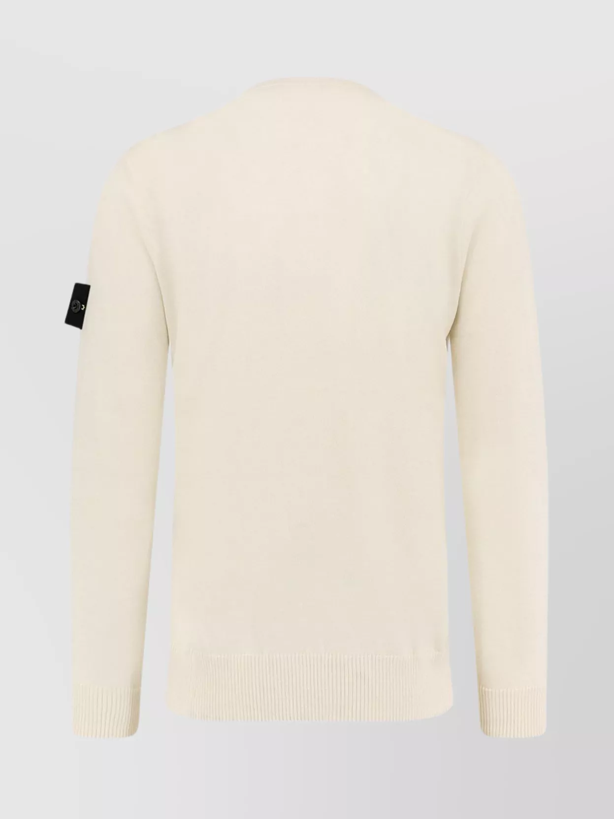 Stone Island Ribbed Crew-neck Cotton Sweater With Long Sleeves In Neutral