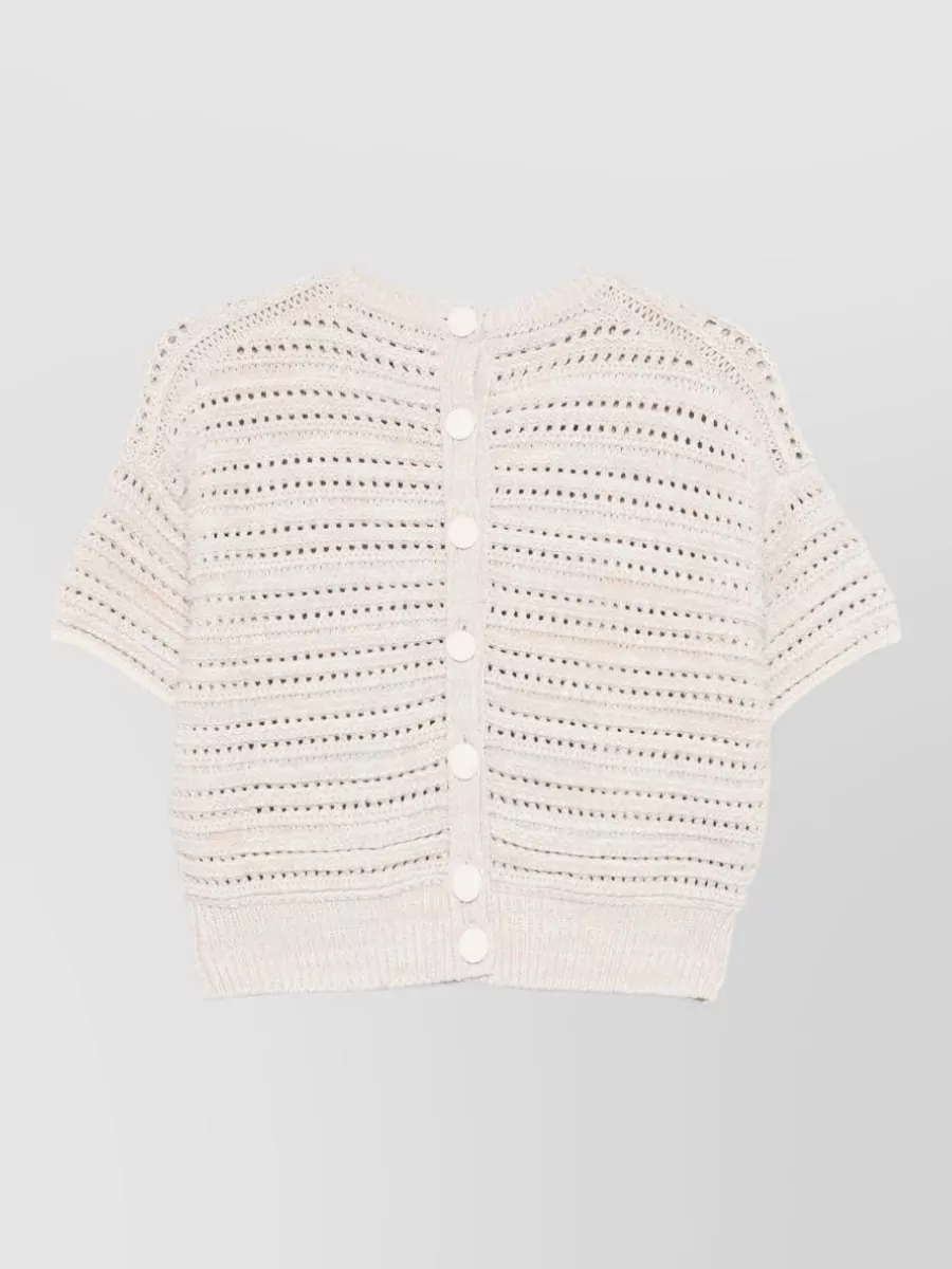 Emporio Armani Cotton Open-Knit Short-Sleeve Cardigan