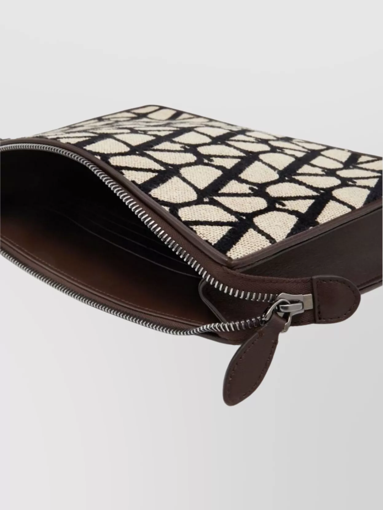 Valentino Garavani Monogram Leather Trim Clutch Bag