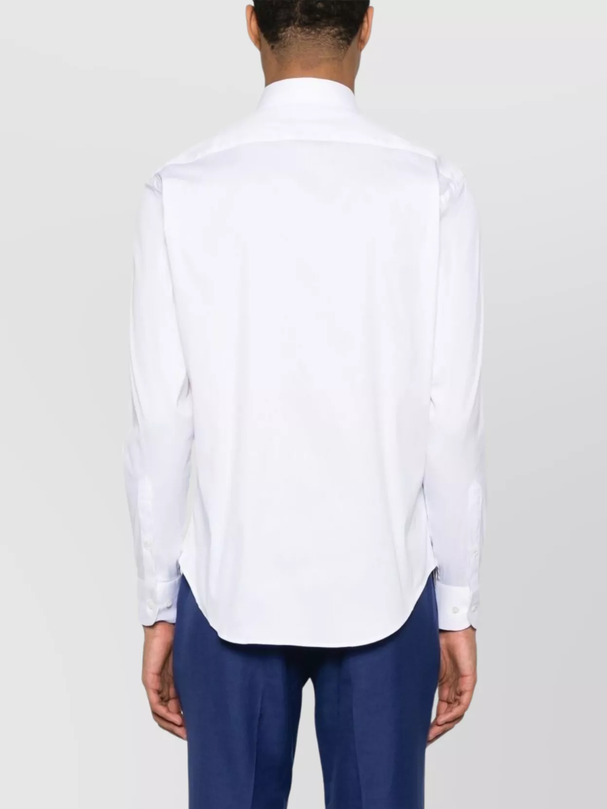 Emporio Armani Cotton Shirt With Button-Down Collar And Curved Hem