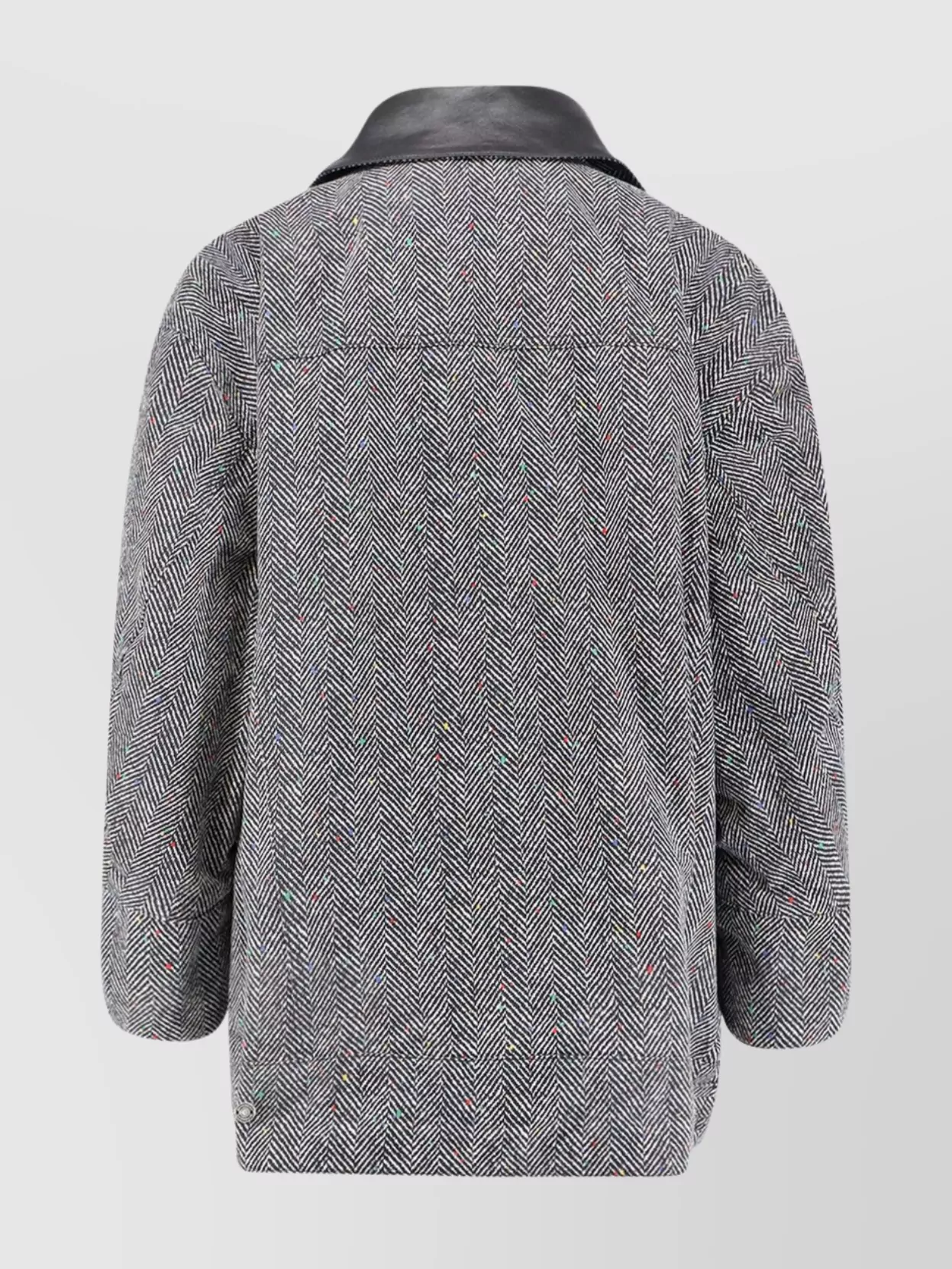 Givenchy Herringbone Pattern Cotton Jacket With Leather Collar In Gray