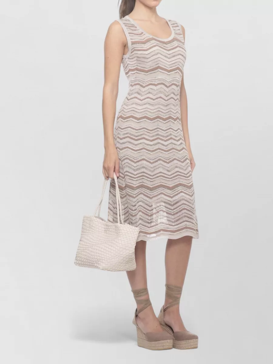 D.exterior Sleeveless Geometric Knitted Midi Dress