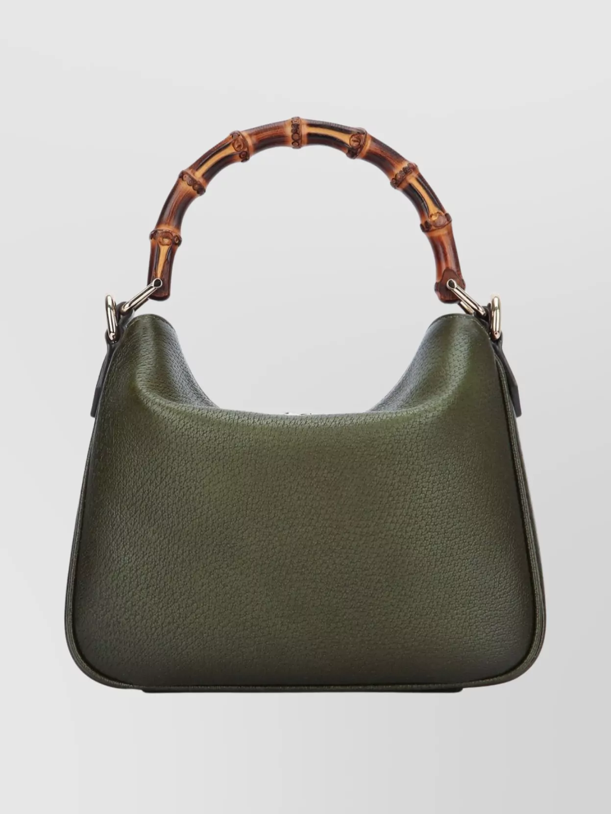 Gucci Bamboo Handle Cross-body Bag With Curved Design In Green