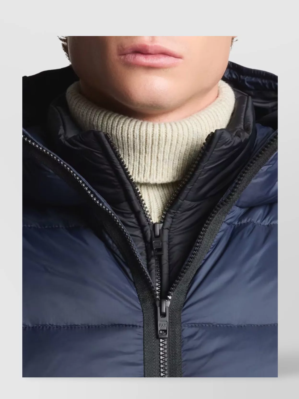 Fay Quilted Coat Featuring Hood And Pockets In Blue