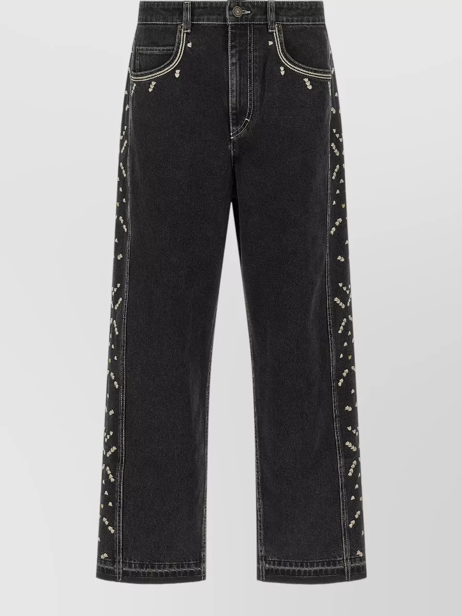 Isabel Marant Embroidered Straight-Leg Jeans