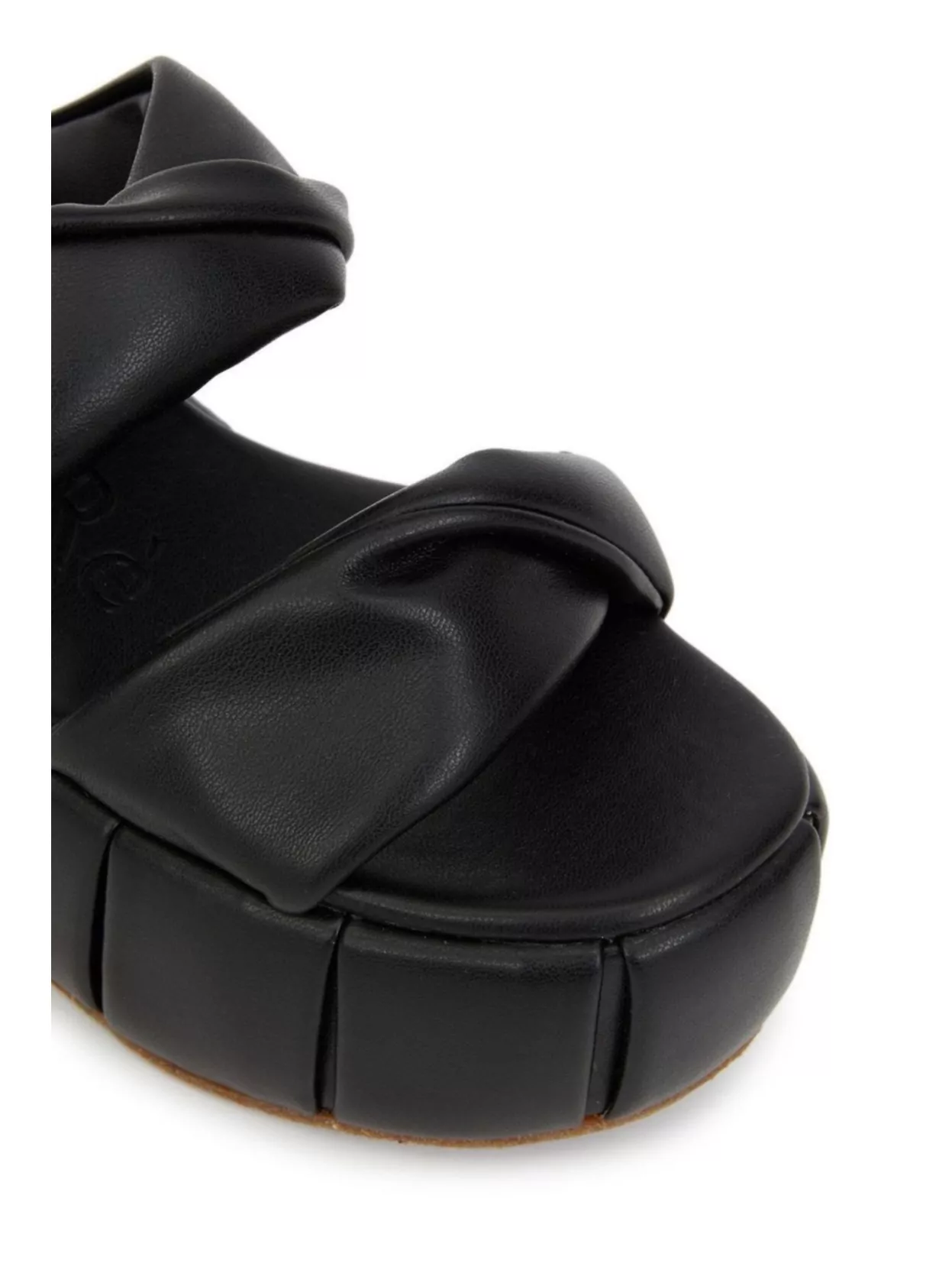 Themoirè Padded Wedge Platform Sandals With Two Bands In Black
