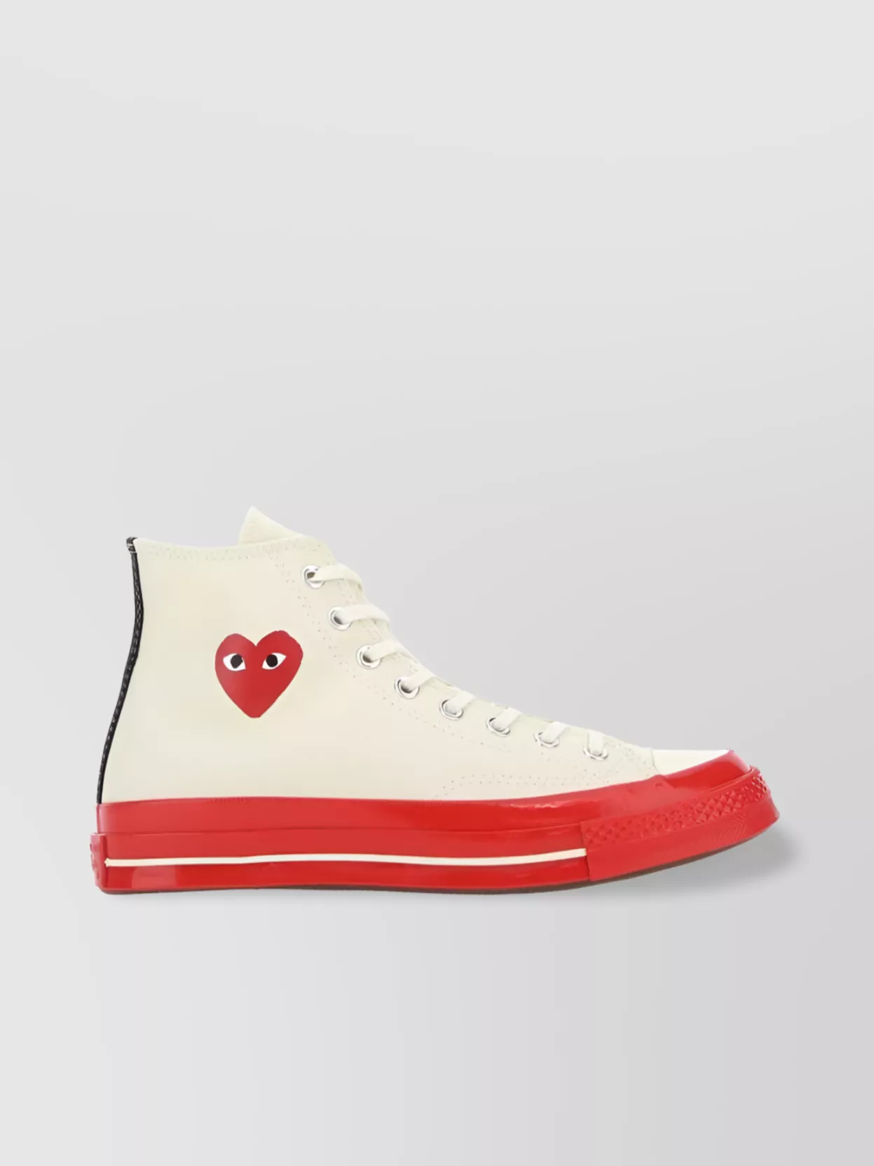 Shop Comme Des Garçons Play High-top Canvas Sneakers With Contrast Toe Cap And Sole In Red