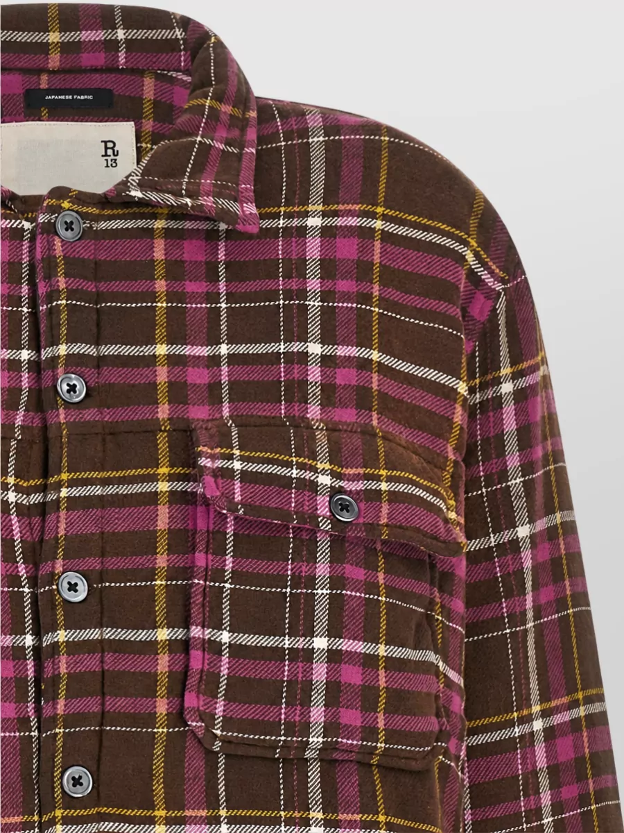R13 Cropped Padded Checked Overshirt