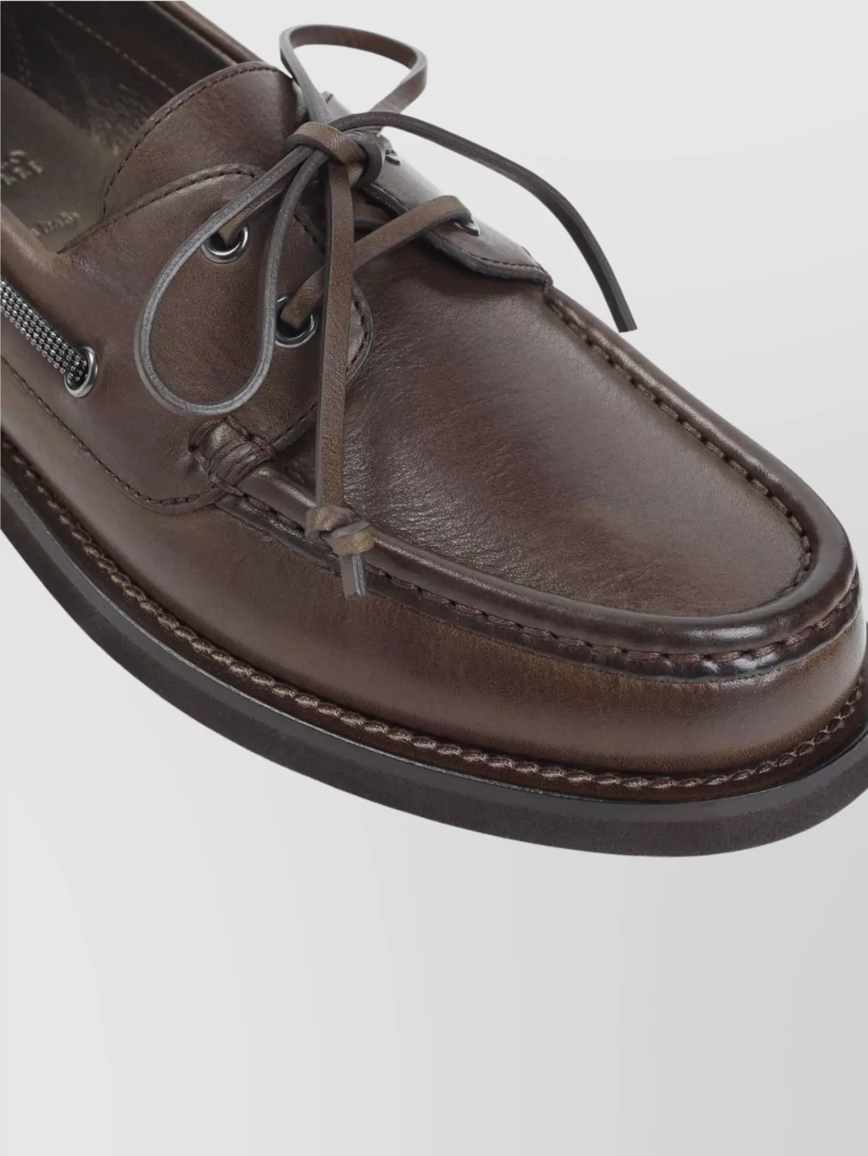 Brunello Cucinelli Lace Detail Leather Loafers