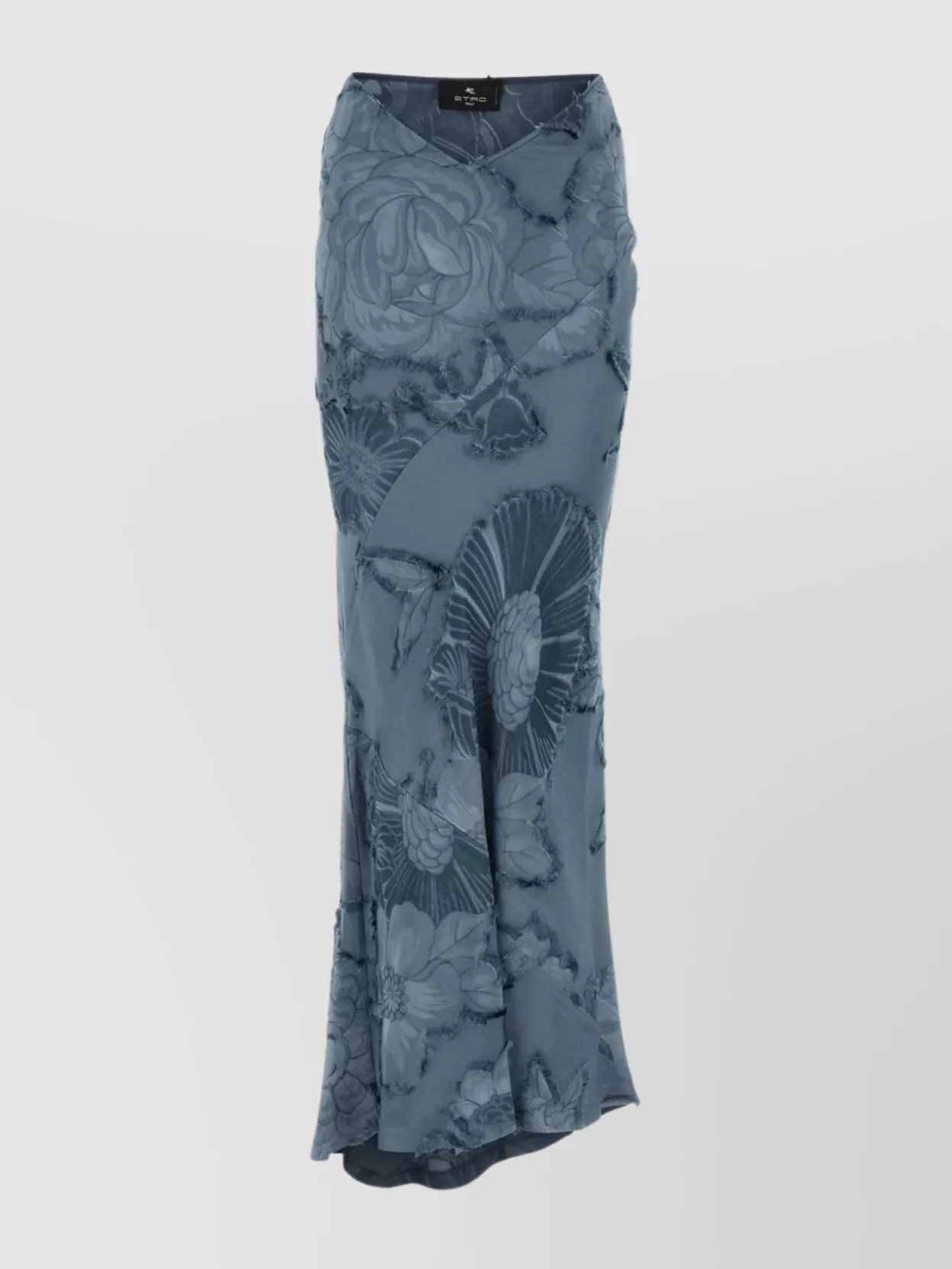 Etro Jacquard Skirt With Floral Pattern And Ruffle Detail In Blue