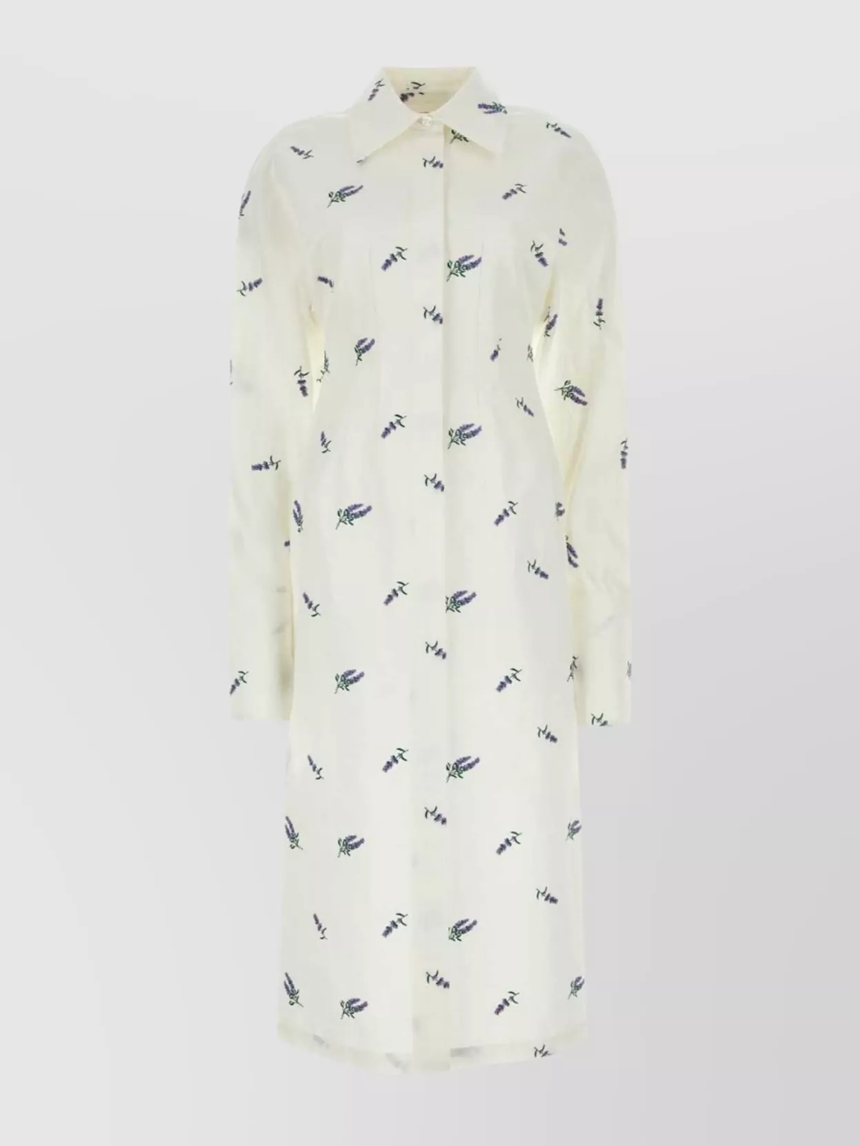 Sportmax Linen Blend Embroidered Shirt Dress In White
