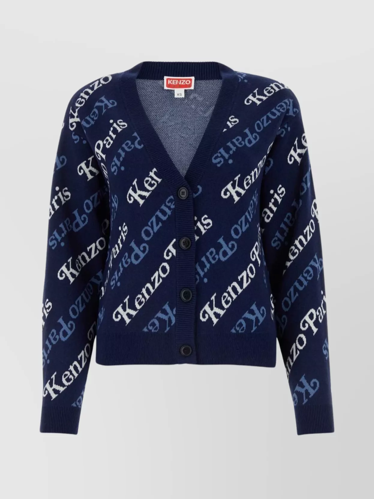 Shop Kenzo Embroidered Cotton Blend V-neck Cardigan
