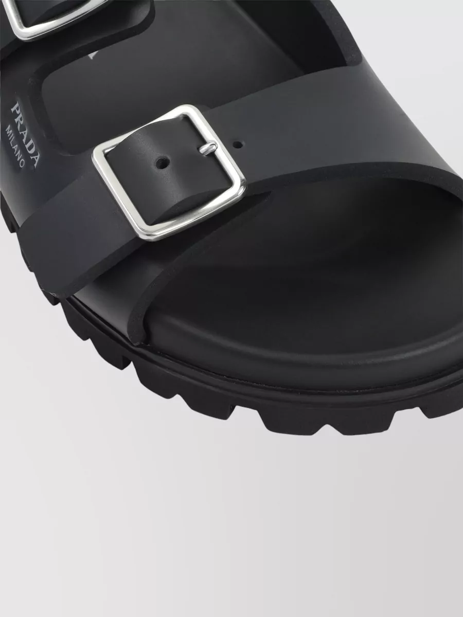 Prada Flat Sole Open Toe Leather Sandals