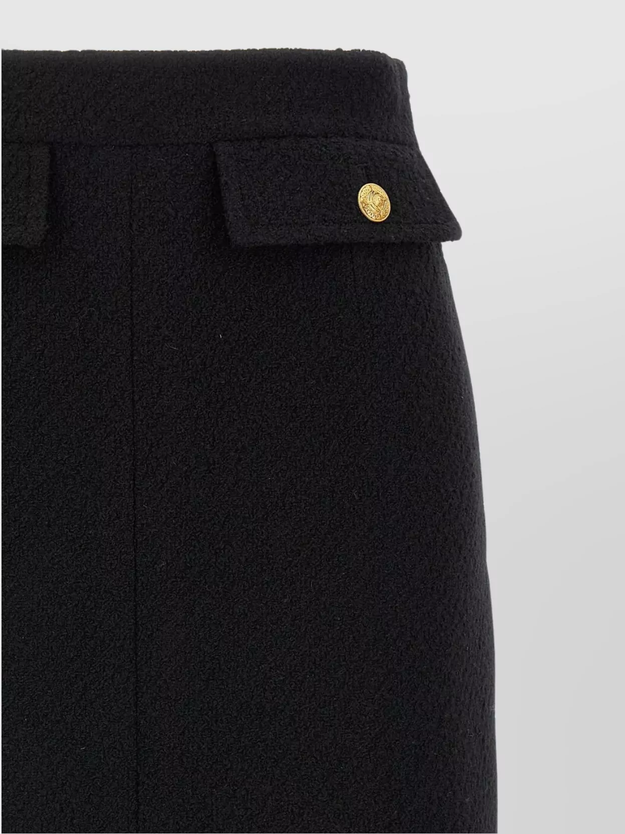 Chloé Textured Wool Skirt With Gold Buttons