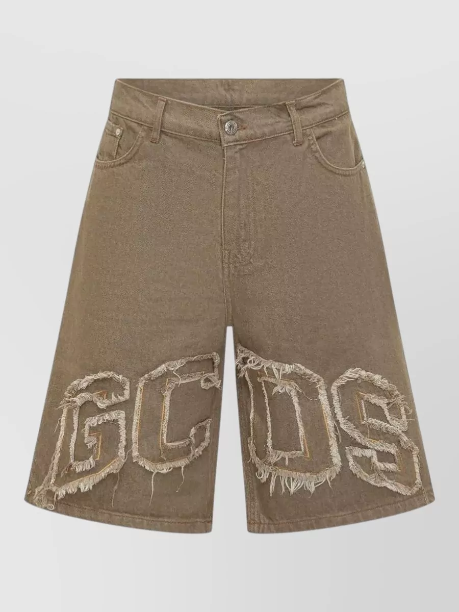 GCDS logo appliqué frayed bermuda shorts