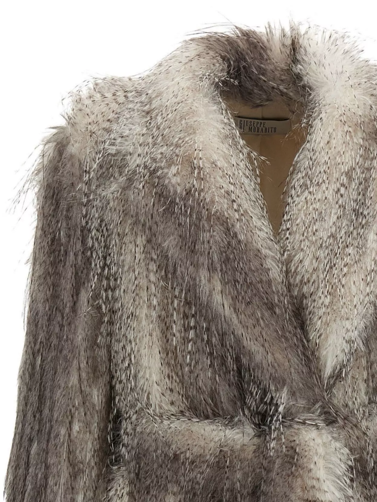 Giuseppe Di Morabito Waist Belted Faux Fur Knee Length Coat