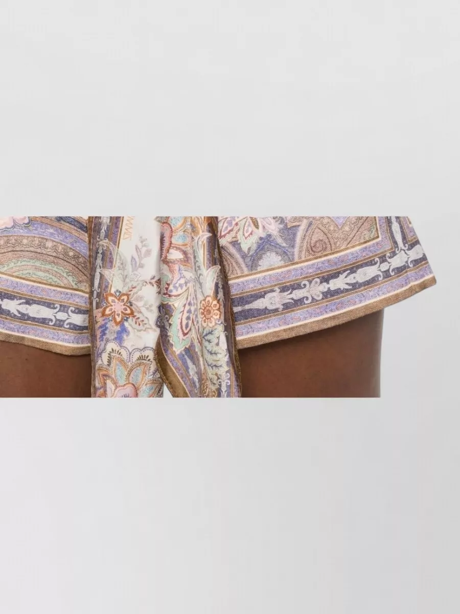 Zimmermann Linen High-Rise Printed Wide-Leg Tailored Shorts