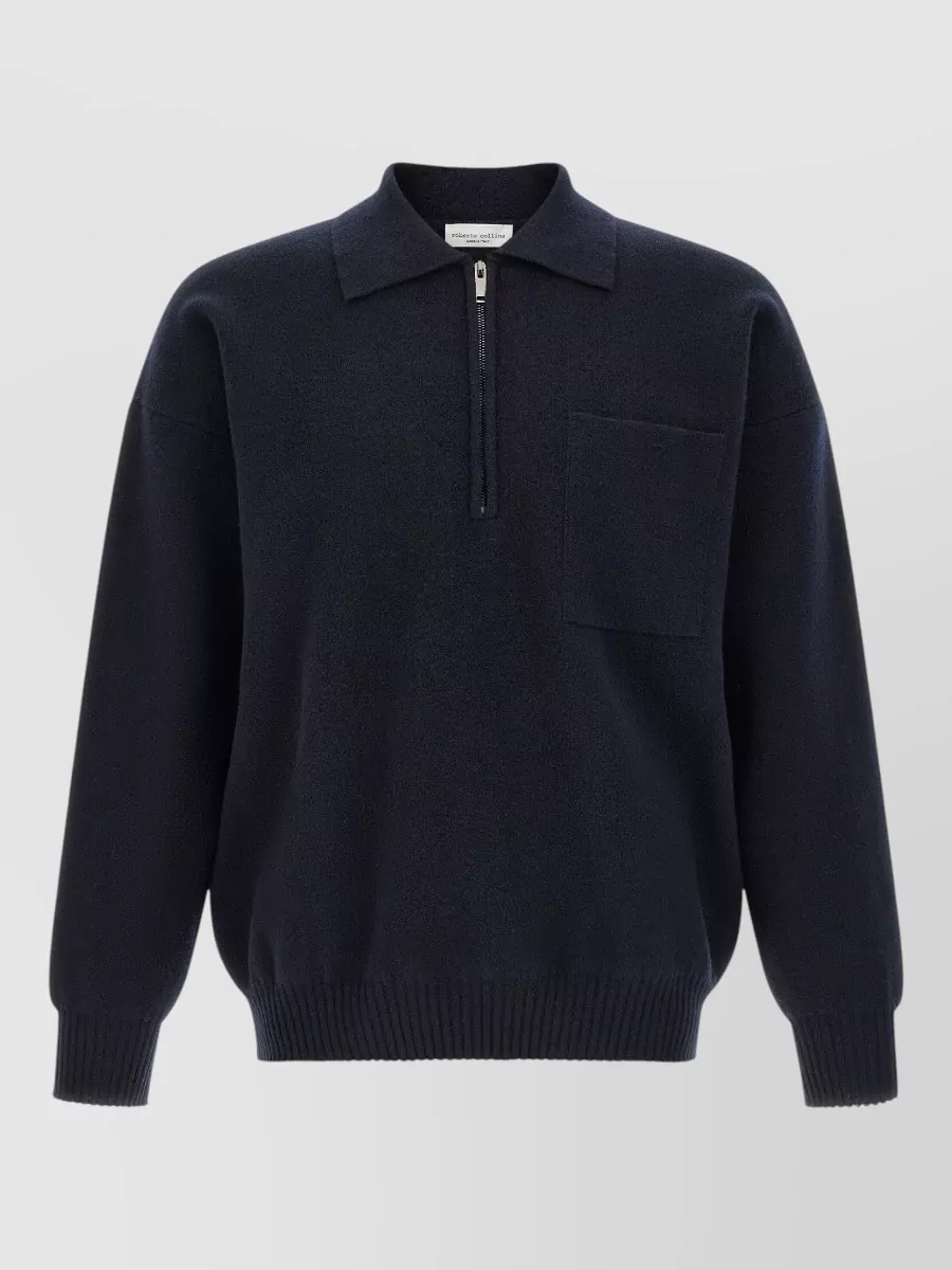 Roberto Collina Merino Wool Relaxed-Fit Half-Zip Polo Sweater