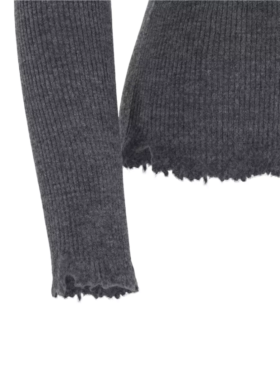 Mm6 Maison Margiela Fine-Knit V-Neck Long-Sleeve Cardigan