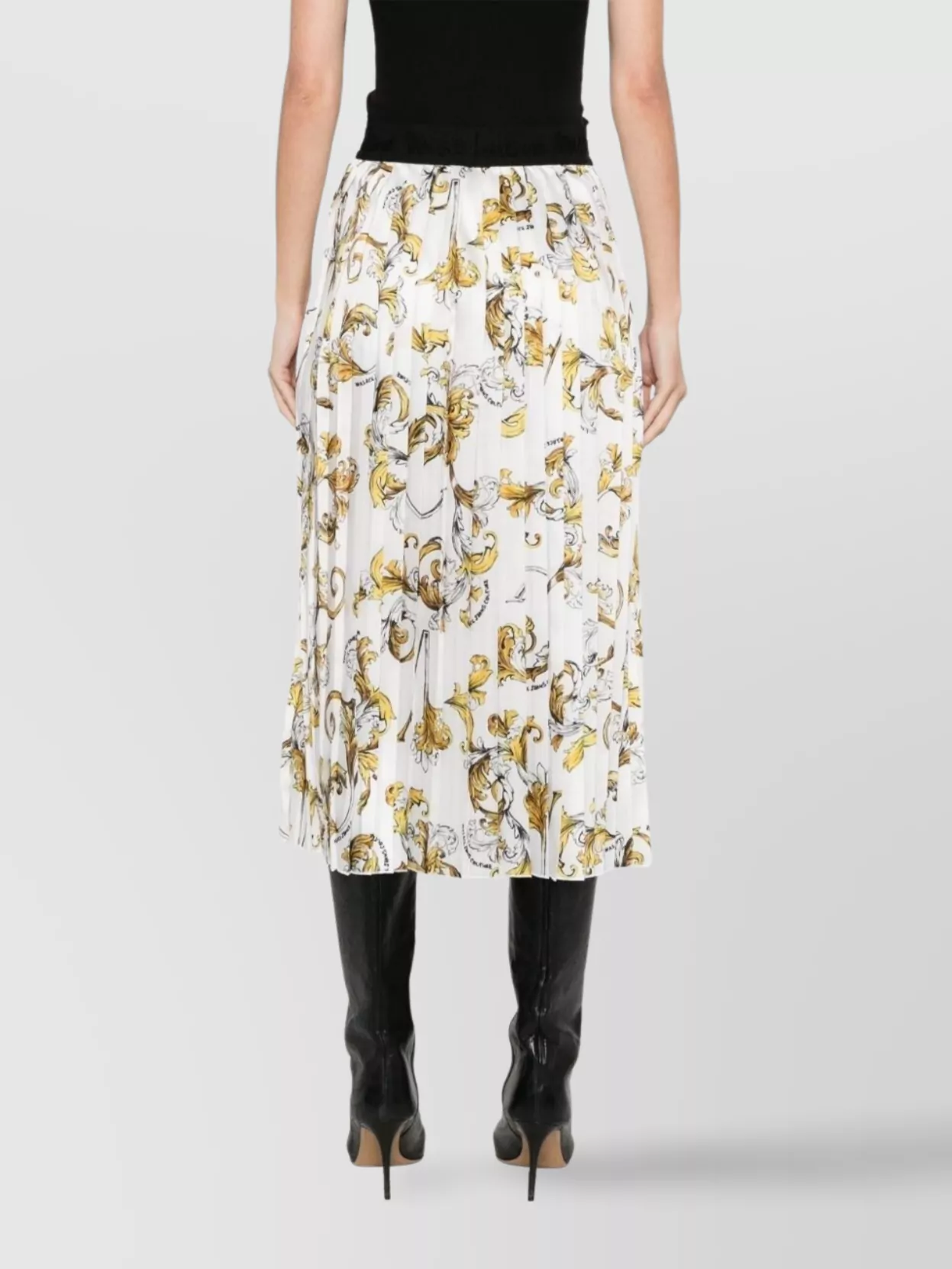 Versace Jeans Couture Pleated Floral Print High-Rise Skirt