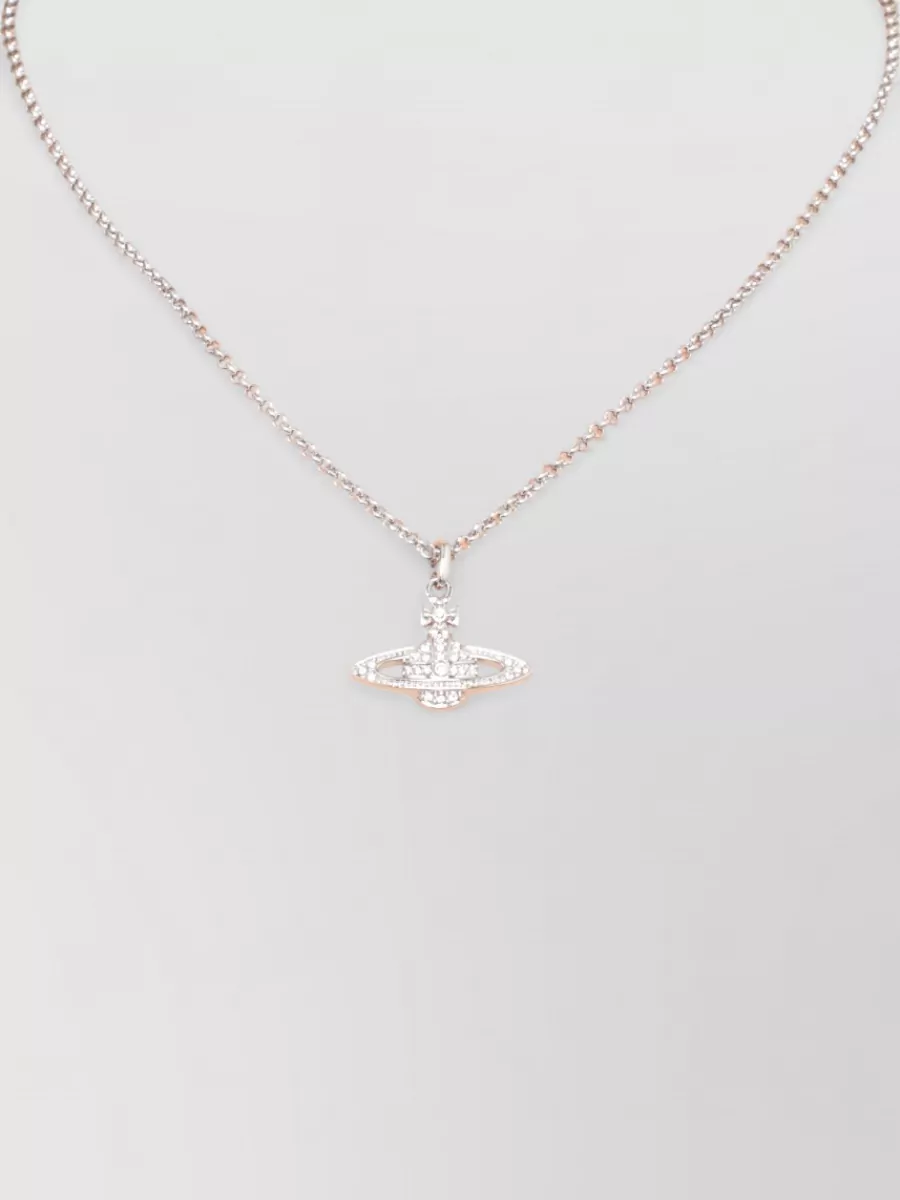 Vivienne Westwood Orb Pendant Crystal Brass Chain Necklace