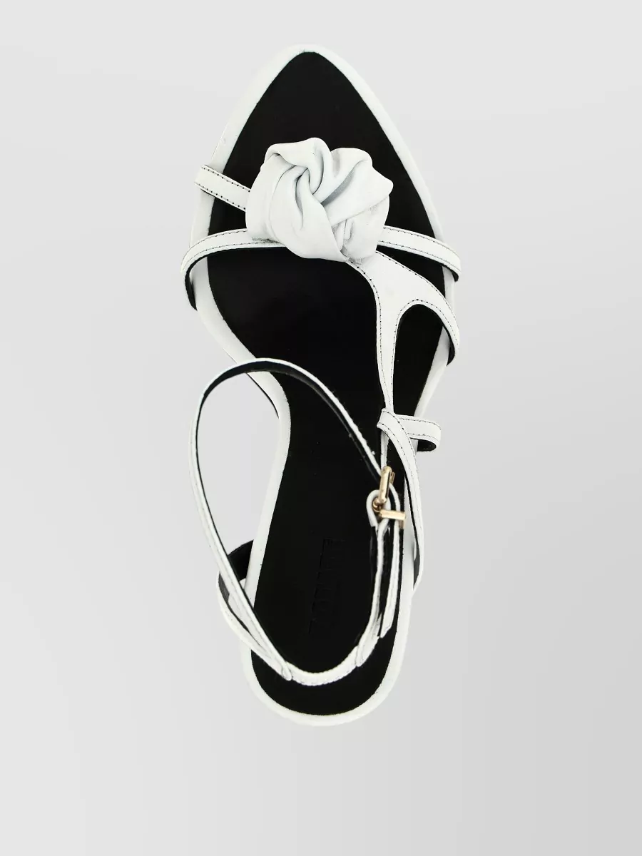 Rotate Birger Christensen Leather Knot Sandals Ankle Strap Flowers