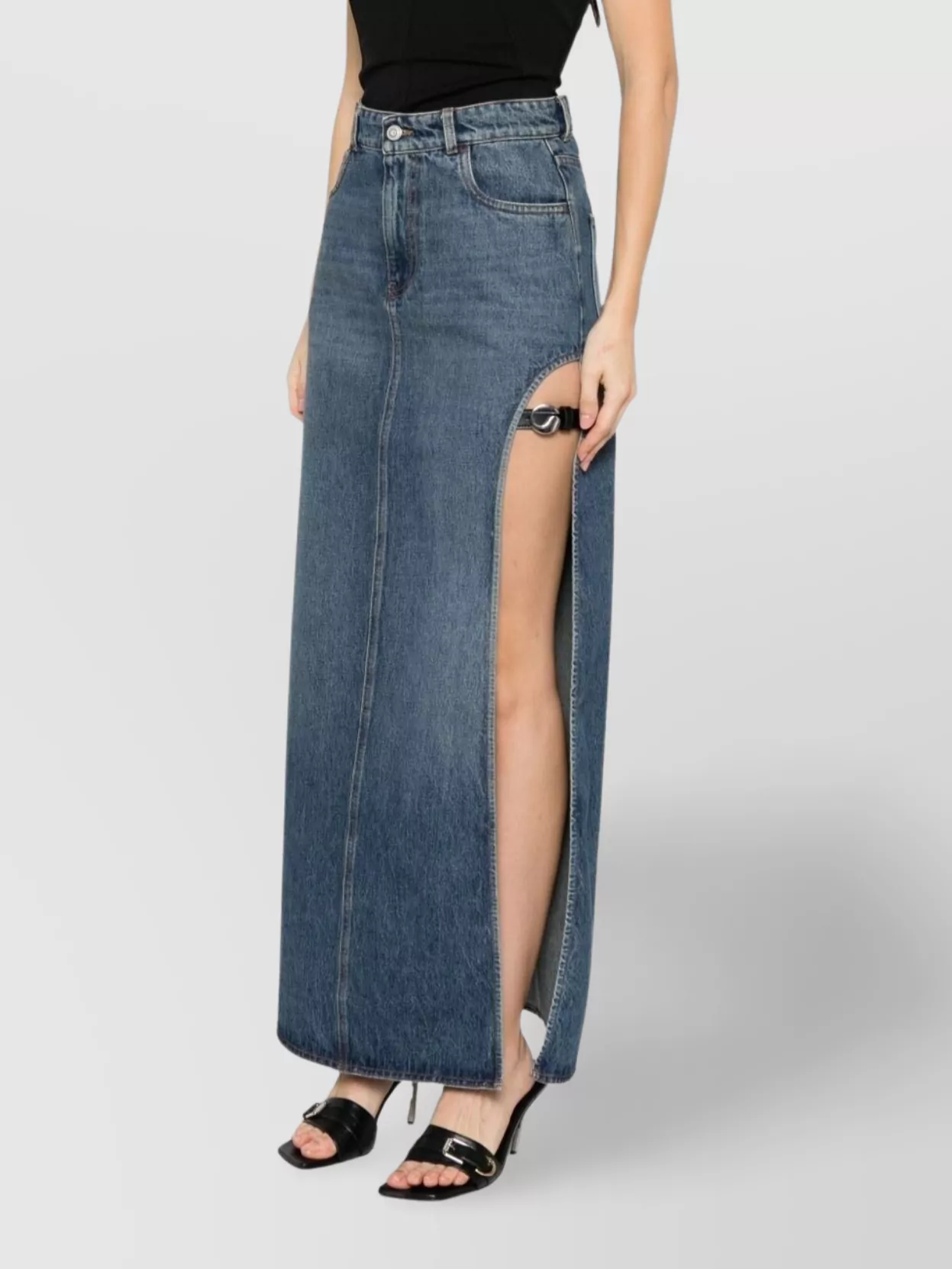 Coperni High Waist Midi Skirt With Side Split